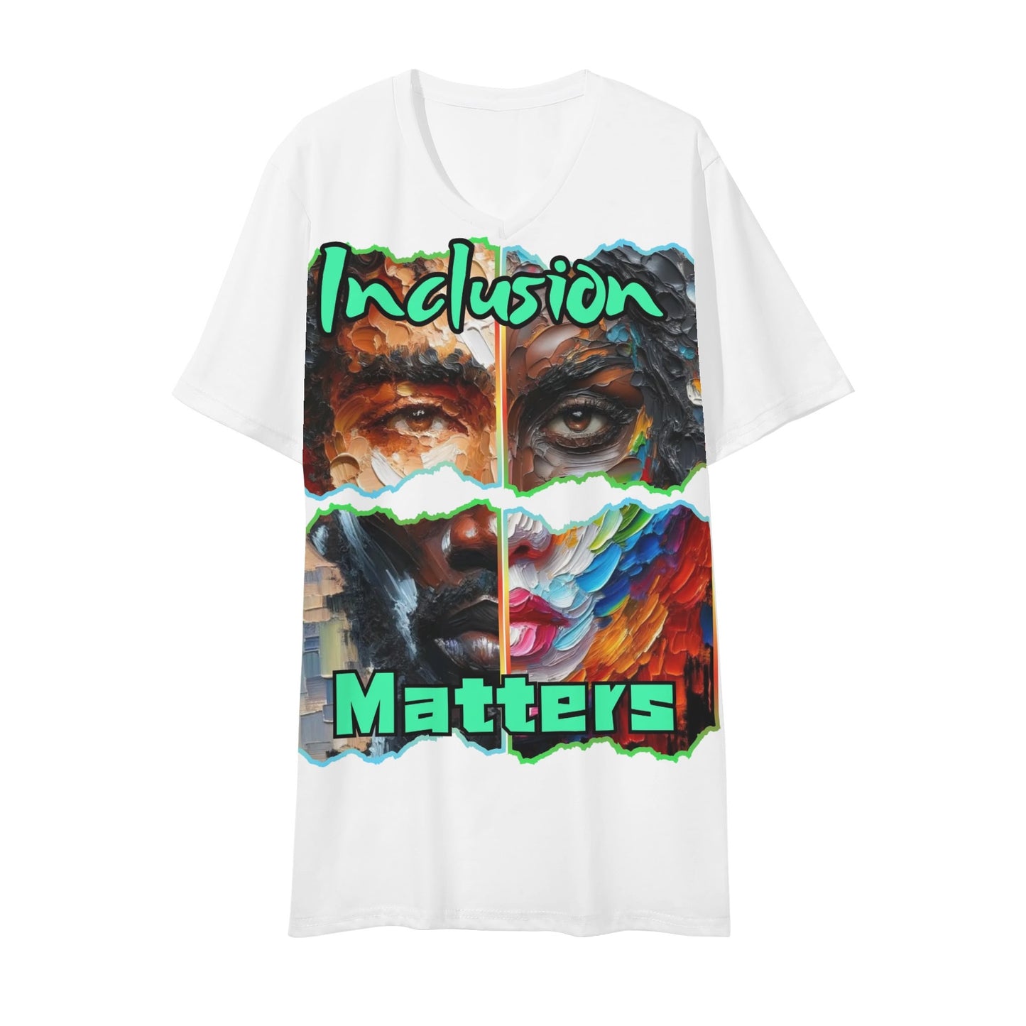 Mens Short Sleeve Soft Feel V-Neck T-Shirt "Inclusion Matters"