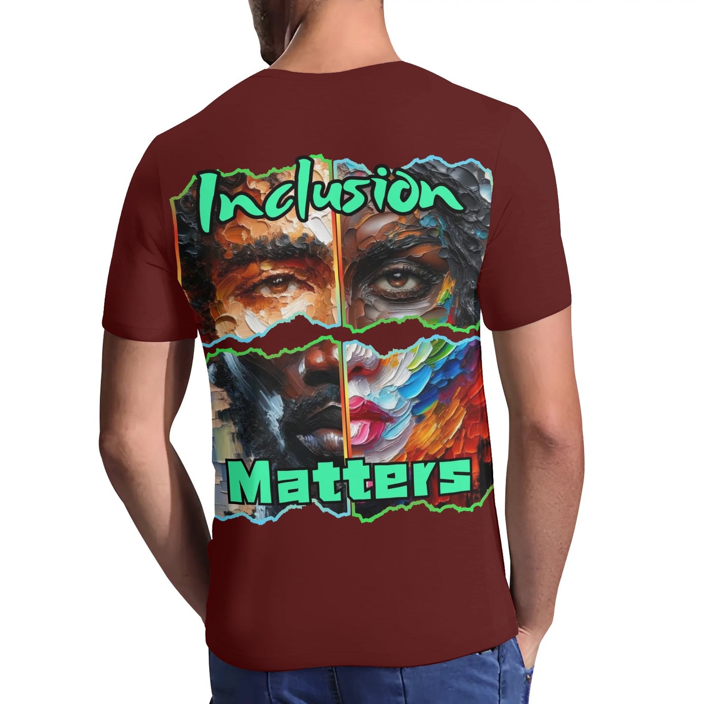 Mens Short Sleeve Soft Feel V-Neck T-Shirt "Inclusion Matters"