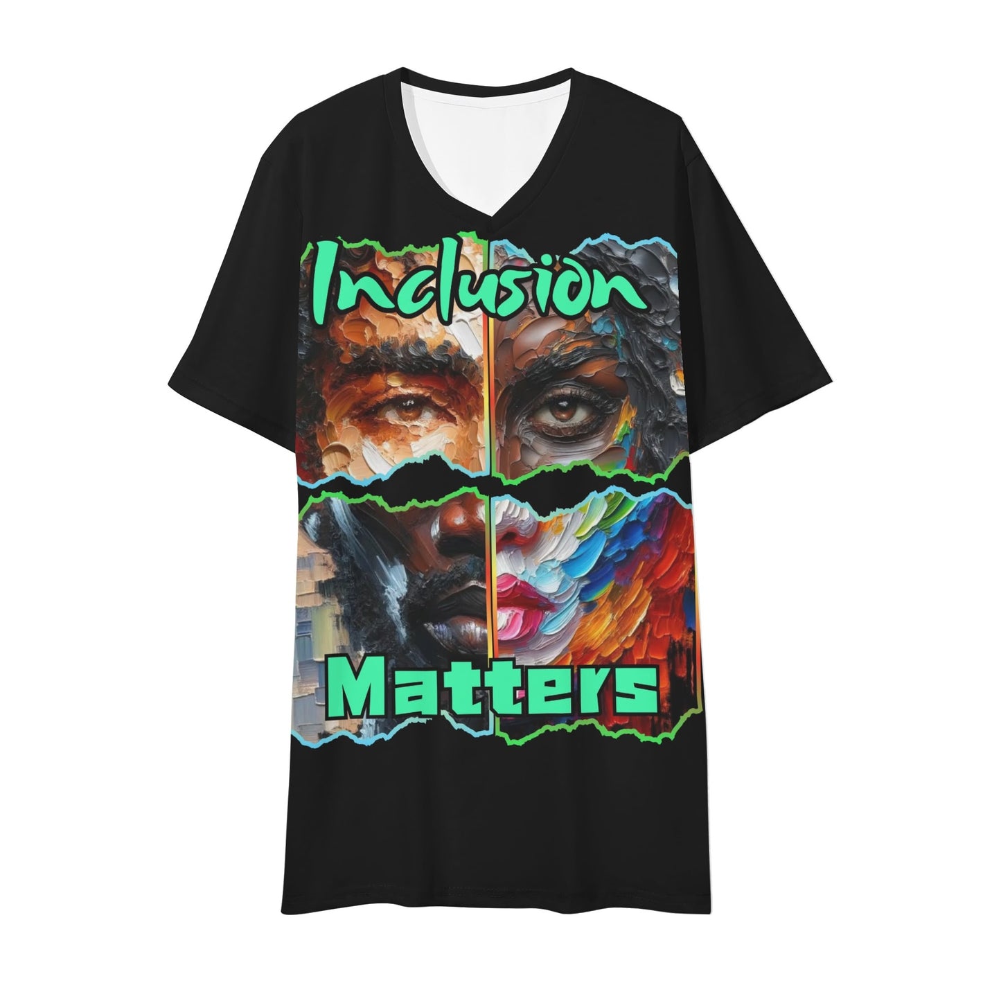 Mens Short Sleeve Soft Feel V-Neck T-Shirt "Inclusion Matters"