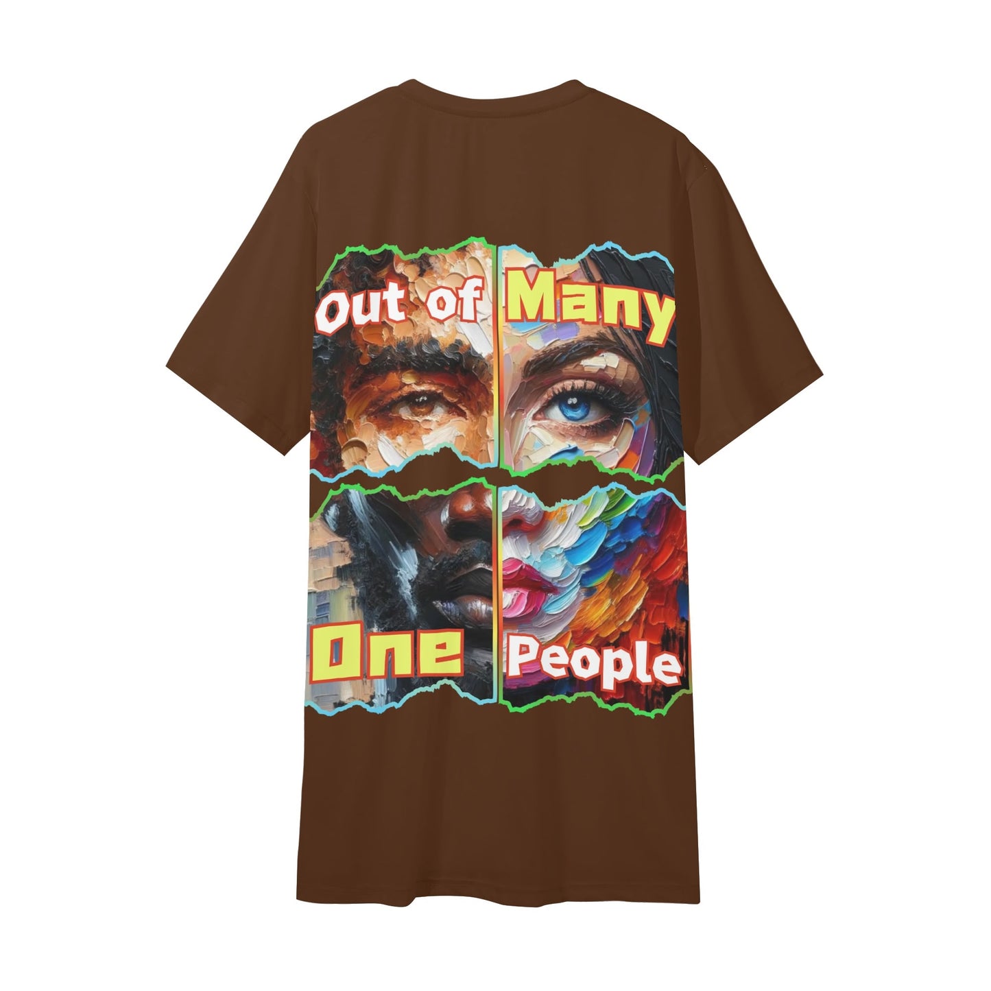 Mens Short Sleeve Soft Feel V-Neck T-Shirt "Out of Many, One People"