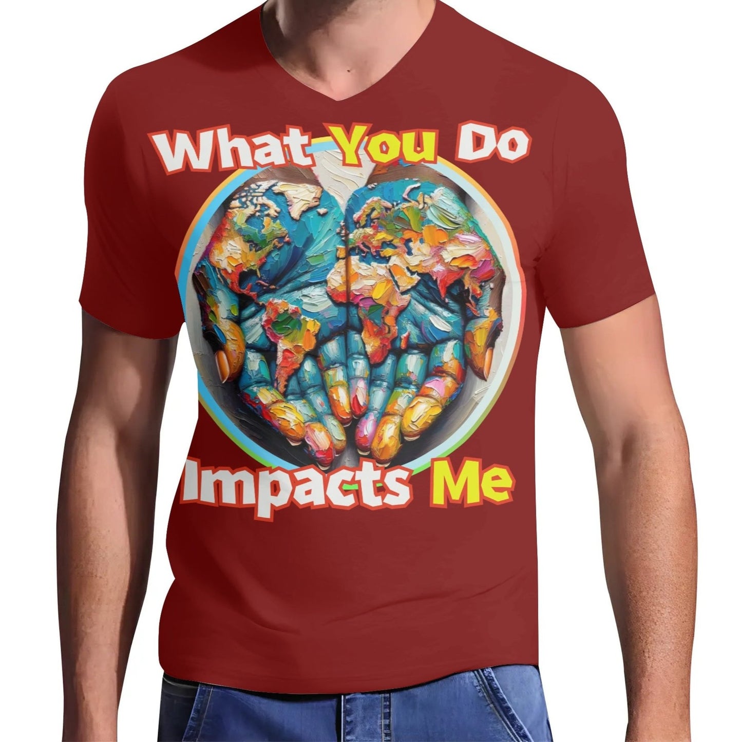 Mens Short Sleeve Soft Feel V-Neck T-Shirt "What You Do..."