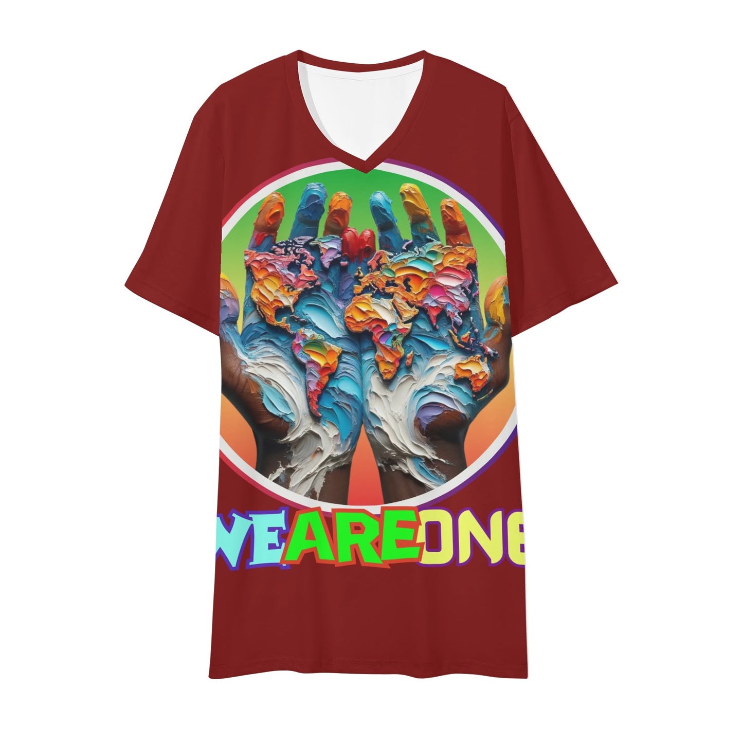 Mens Short Sleeve Soft Feel V-Neck T-Shirt "WeAreOne"