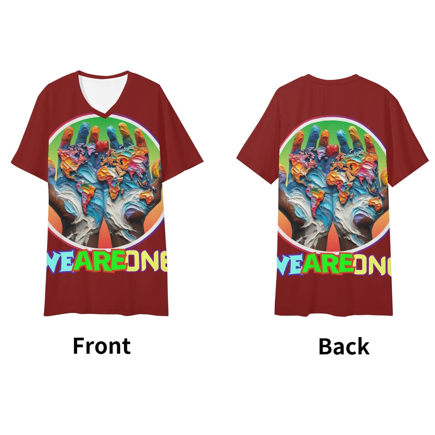 Mens Short Sleeve Soft Feel V-Neck T-Shirt "WeAreOne"