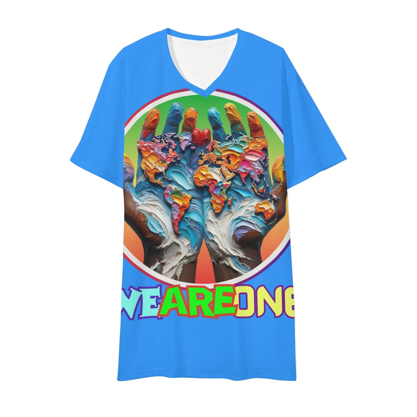 Mens Short Sleeve Soft Feel V-Neck T-Shirt "WeAreOne"