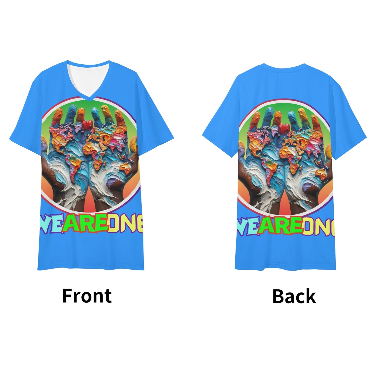 Mens Short Sleeve Soft Feel V-Neck T-Shirt "WeAreOne"