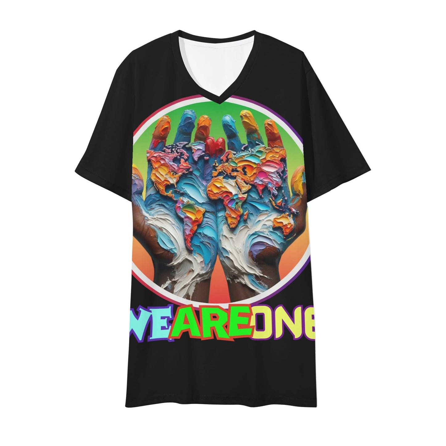 Mens Short Sleeve Soft Feel V-Neck T-Shirt "WeAreOne"