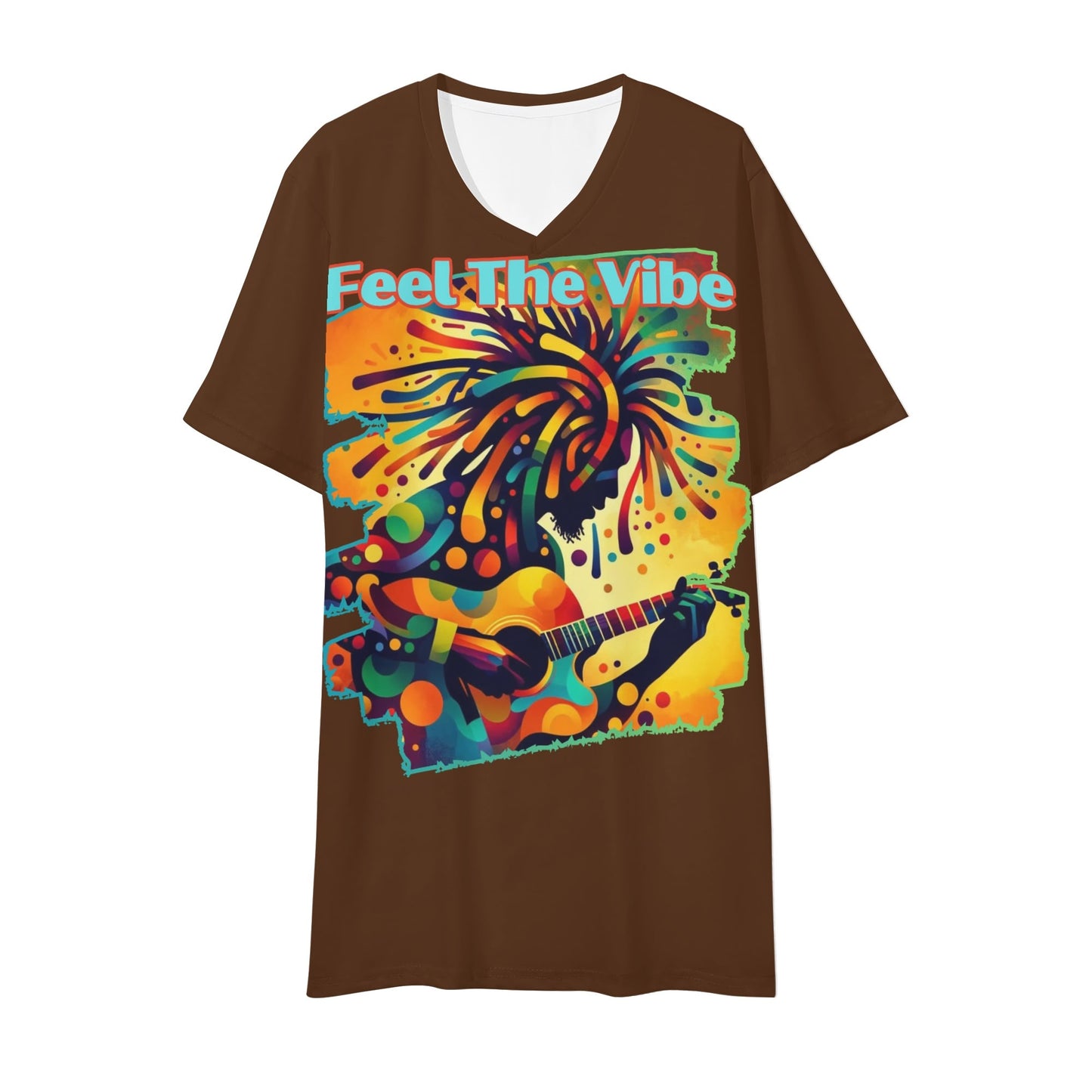 Mens Short Sleeve Soft Feel V-Neck T-Shirt "Feel the Vibe"