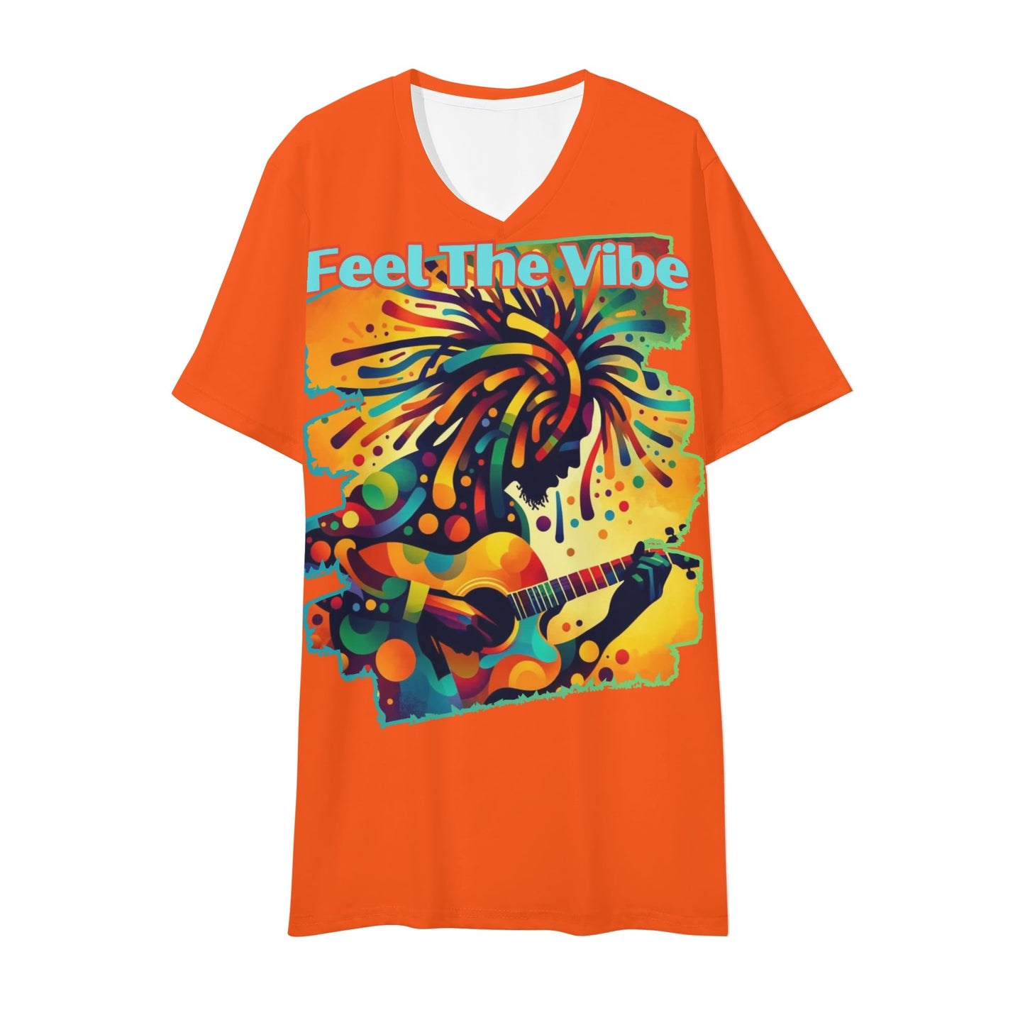 Mens Short Sleeve Soft Feel V-Neck T-Shirt "Feel the Vibe"