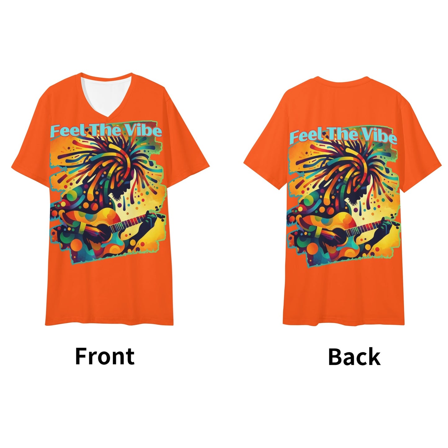 Mens Short Sleeve Soft Feel V-Neck T-Shirt "Feel the Vibe"