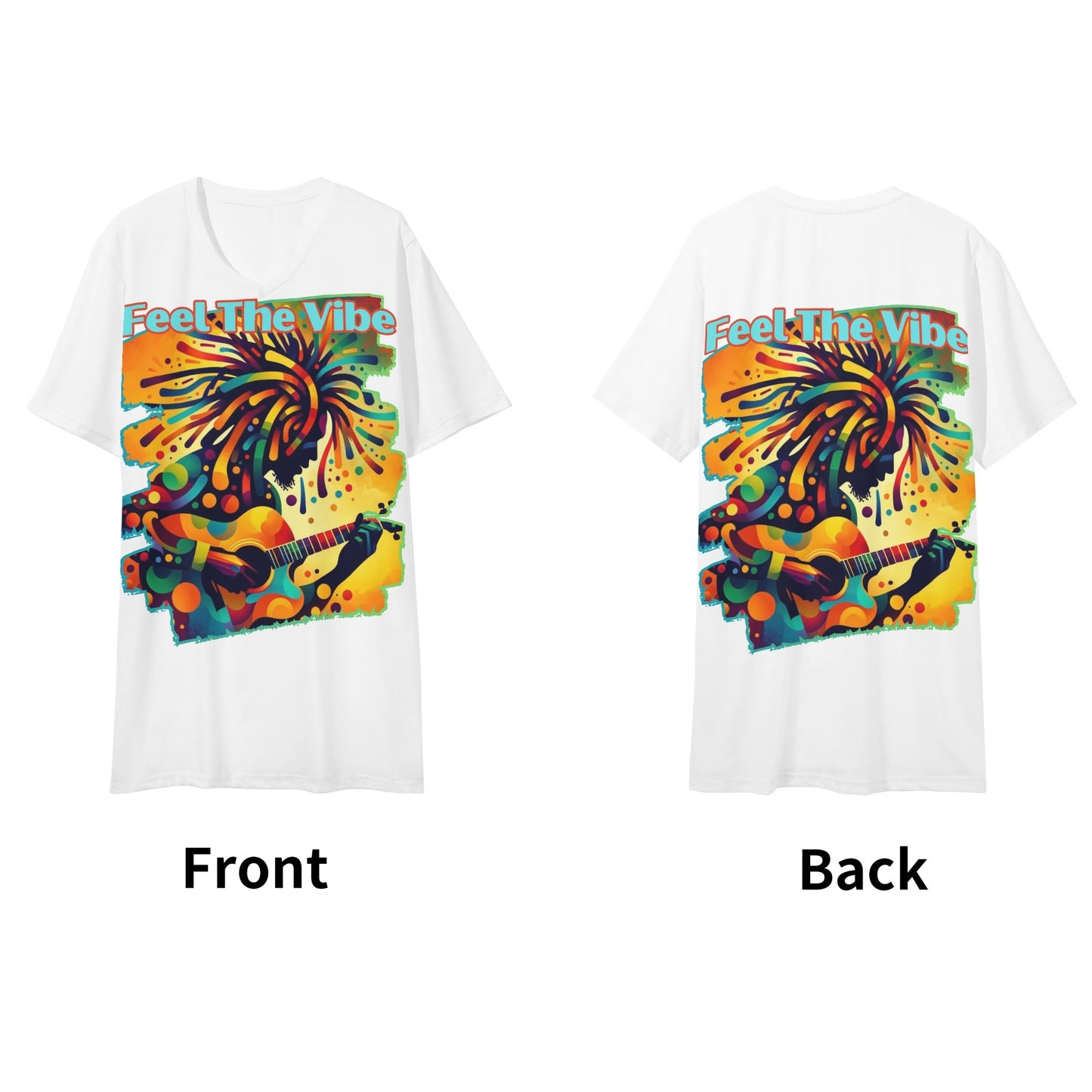 Mens Short Sleeve Soft Feel V-Neck T-Shirt "Feel the Vibe"