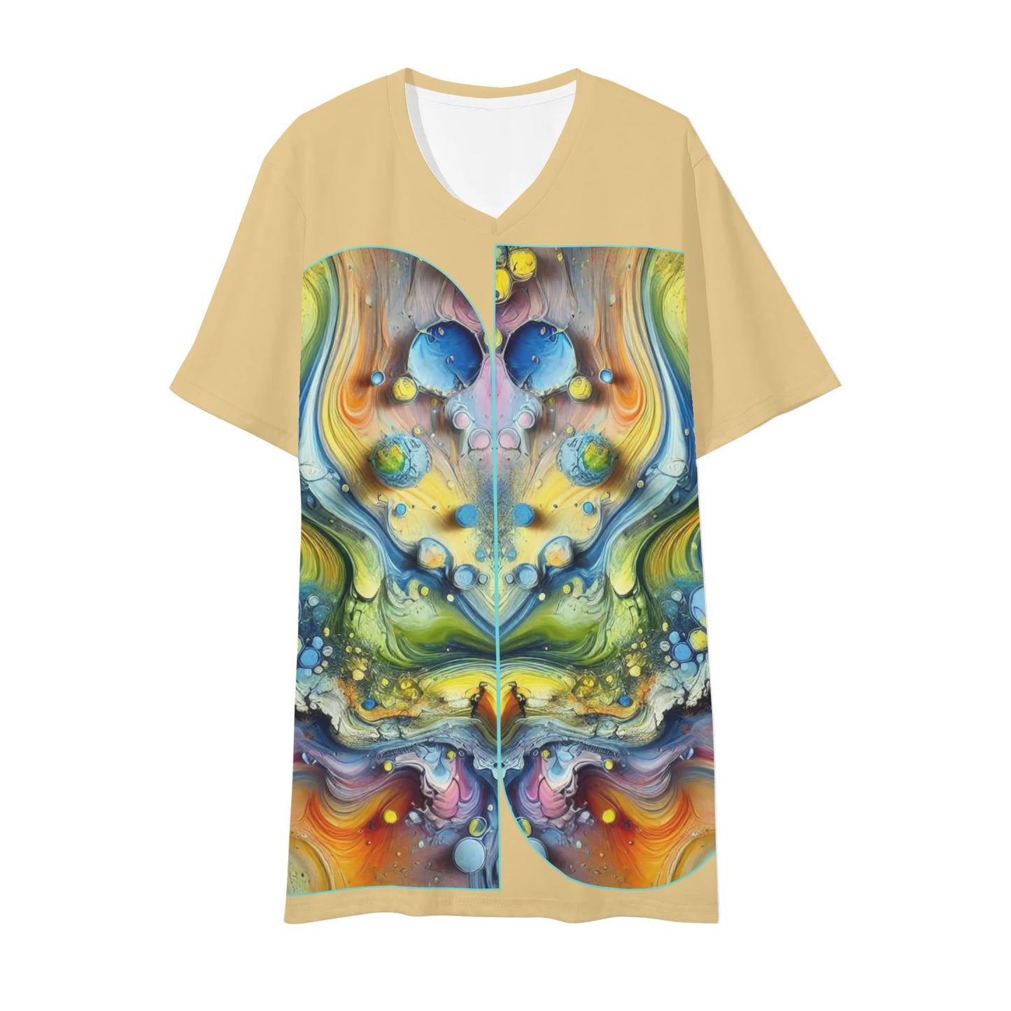 Mens Short Sleeve Soft Feel V-Neck T-Shirt (Abstract Print)