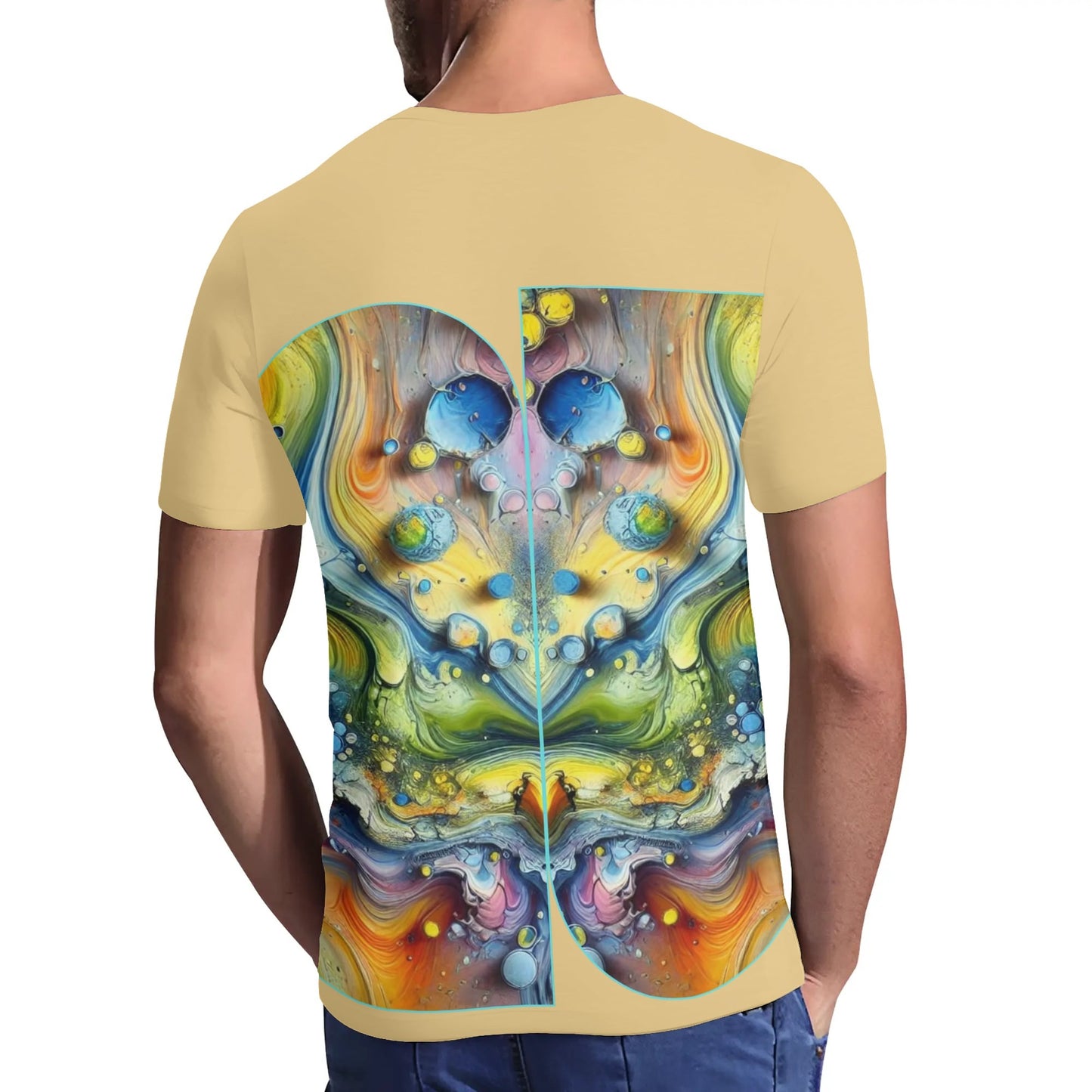 Mens Short Sleeve Soft Feel V-Neck T-Shirt (Abstract Print)