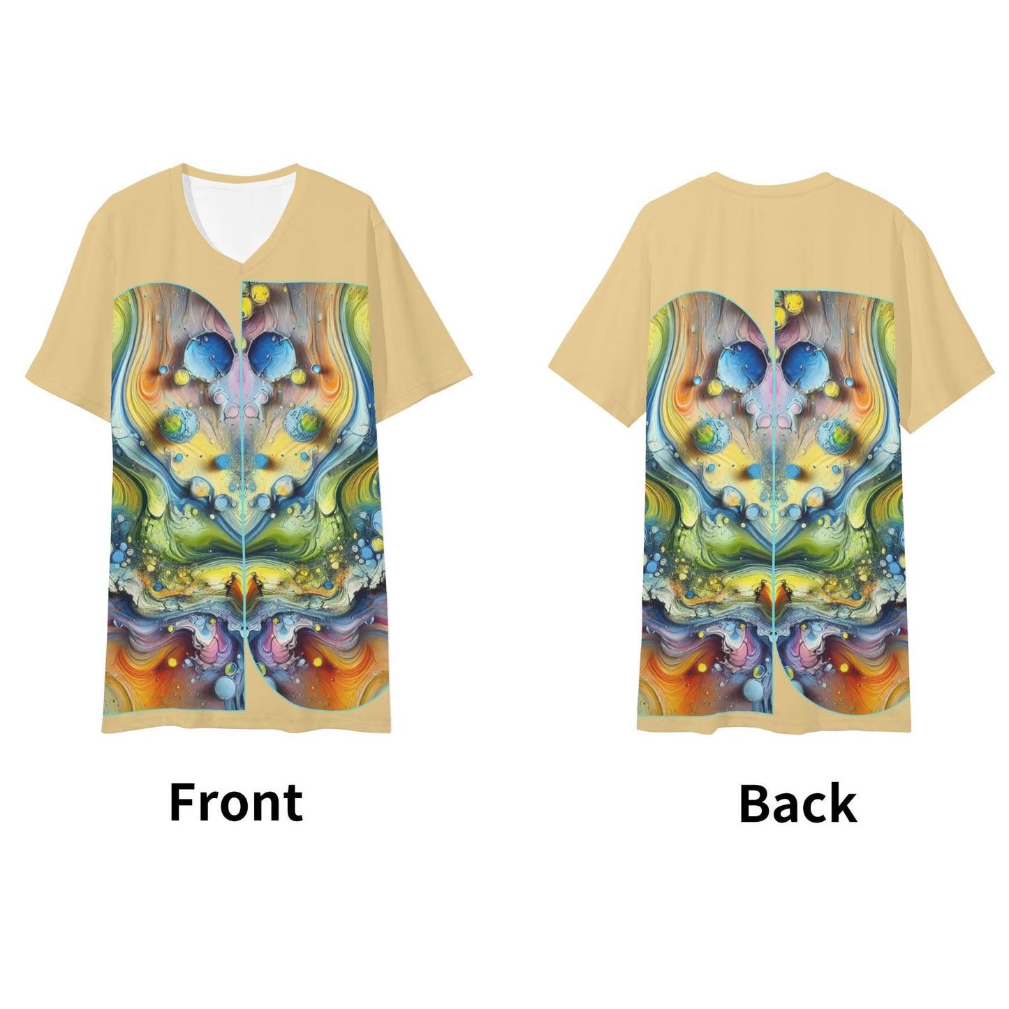 Mens Short Sleeve Soft Feel V-Neck T-Shirt (Abstract Print)