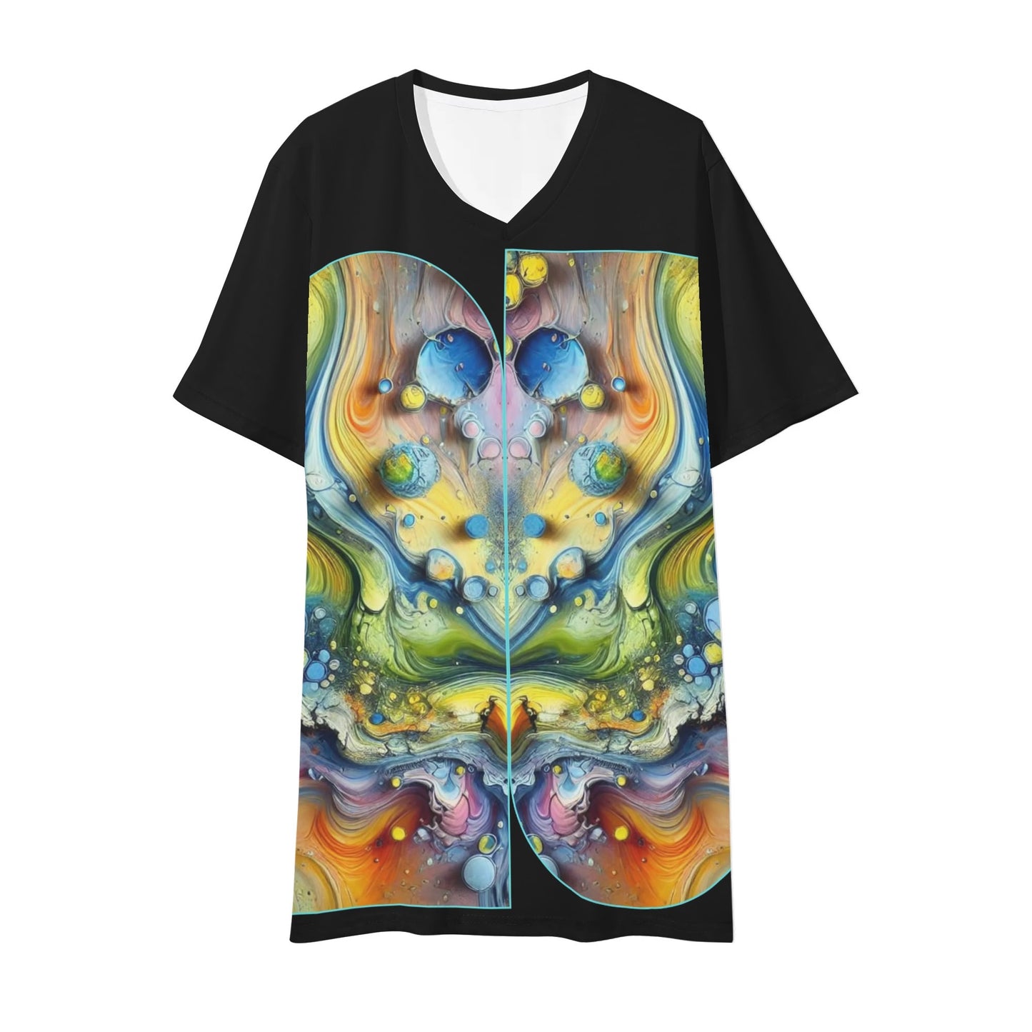 Mens Short Sleeve Soft Feel V-Neck T-Shirt (Abstract Print)