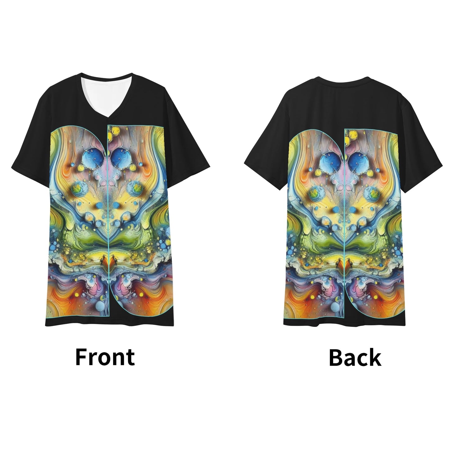 Mens Short Sleeve Soft Feel V-Neck T-Shirt (Abstract Print)