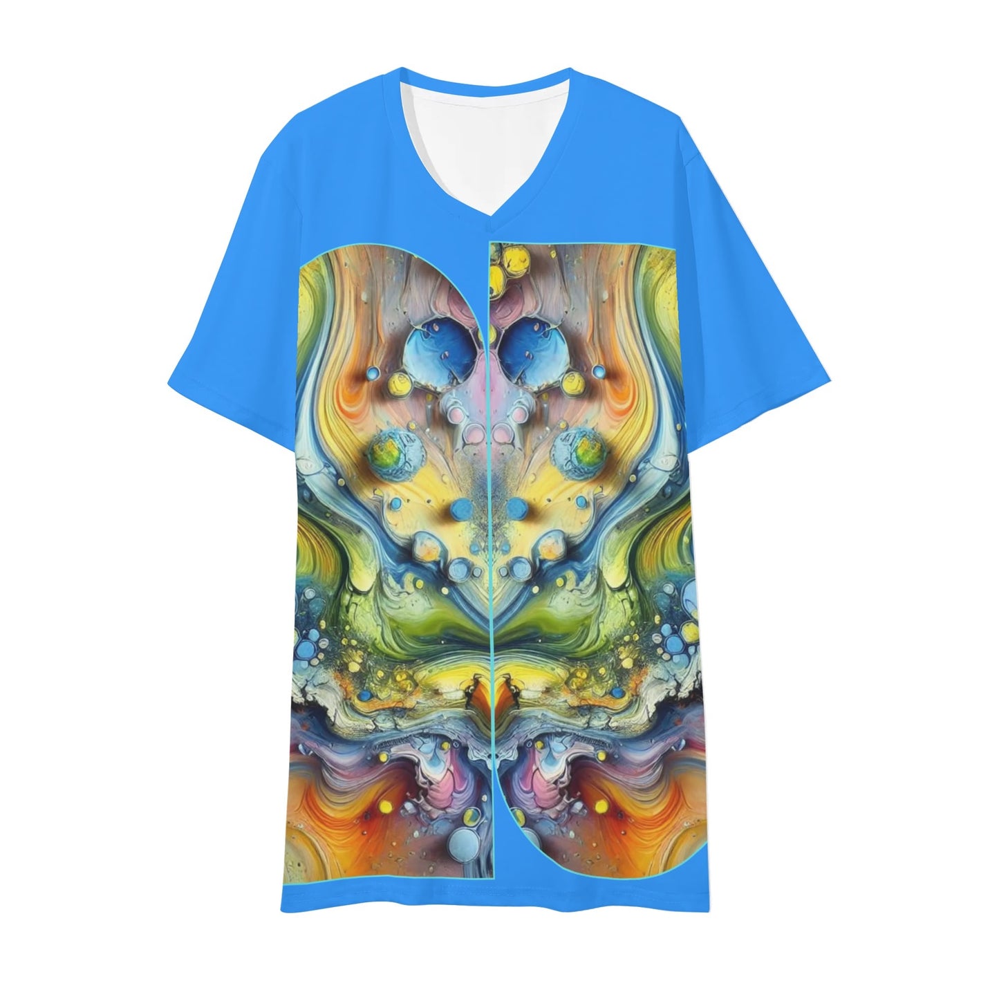 Mens Short Sleeve Soft Feel V-Neck T-Shirt (Abstract Print)