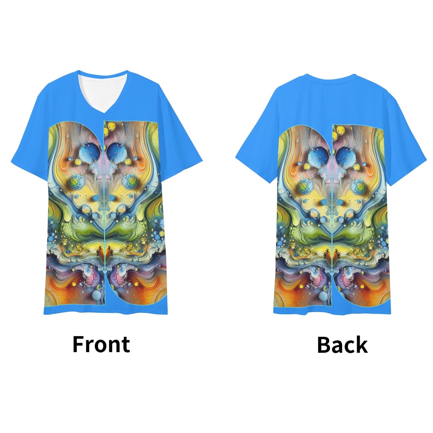 Mens Short Sleeve Soft Feel V-Neck T-Shirt (Abstract Print)