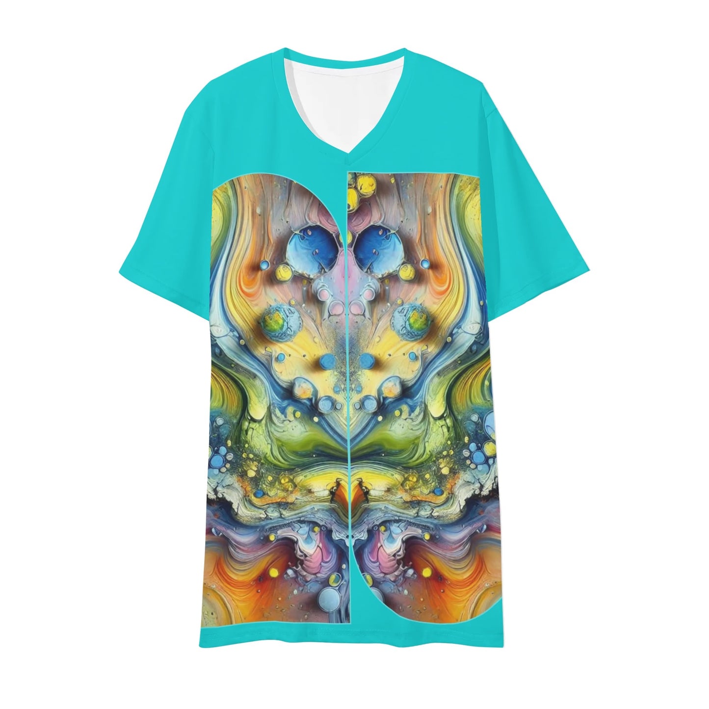 Mens Short Sleeve Soft Feel V-Neck T-Shirt (Abstract Print)