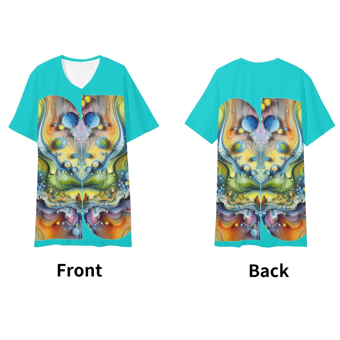 Mens Short Sleeve Soft Feel V-Neck T-Shirt (Abstract Print)