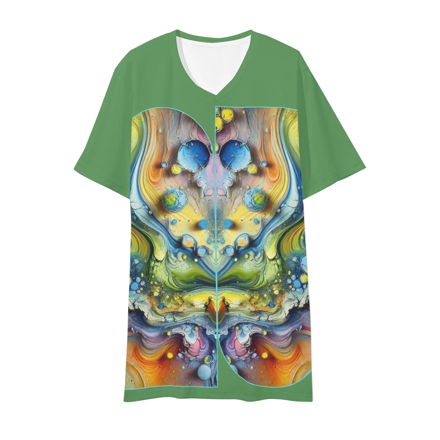 Mens Short Sleeve Soft Feel V-Neck T-Shirt (Abstract Print)