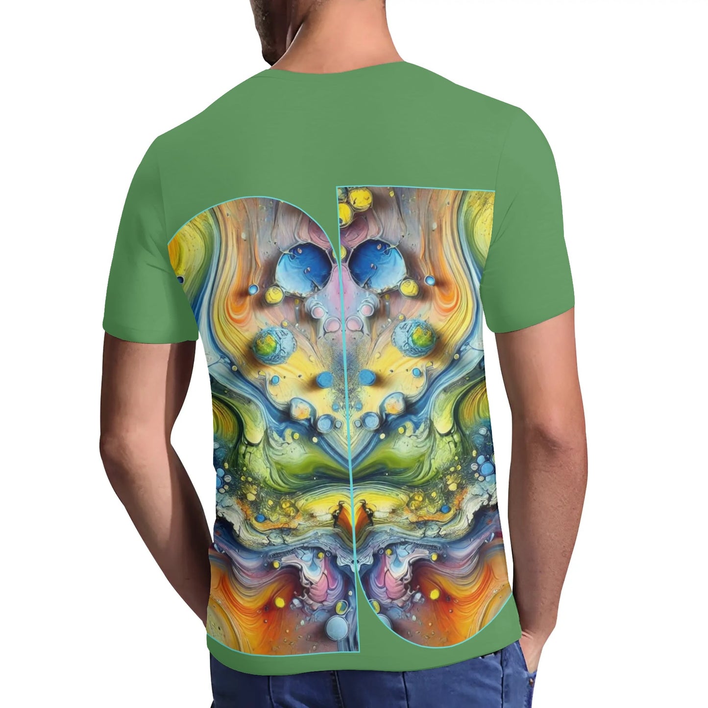 Mens Short Sleeve Soft Feel V-Neck T-Shirt (Abstract Print)