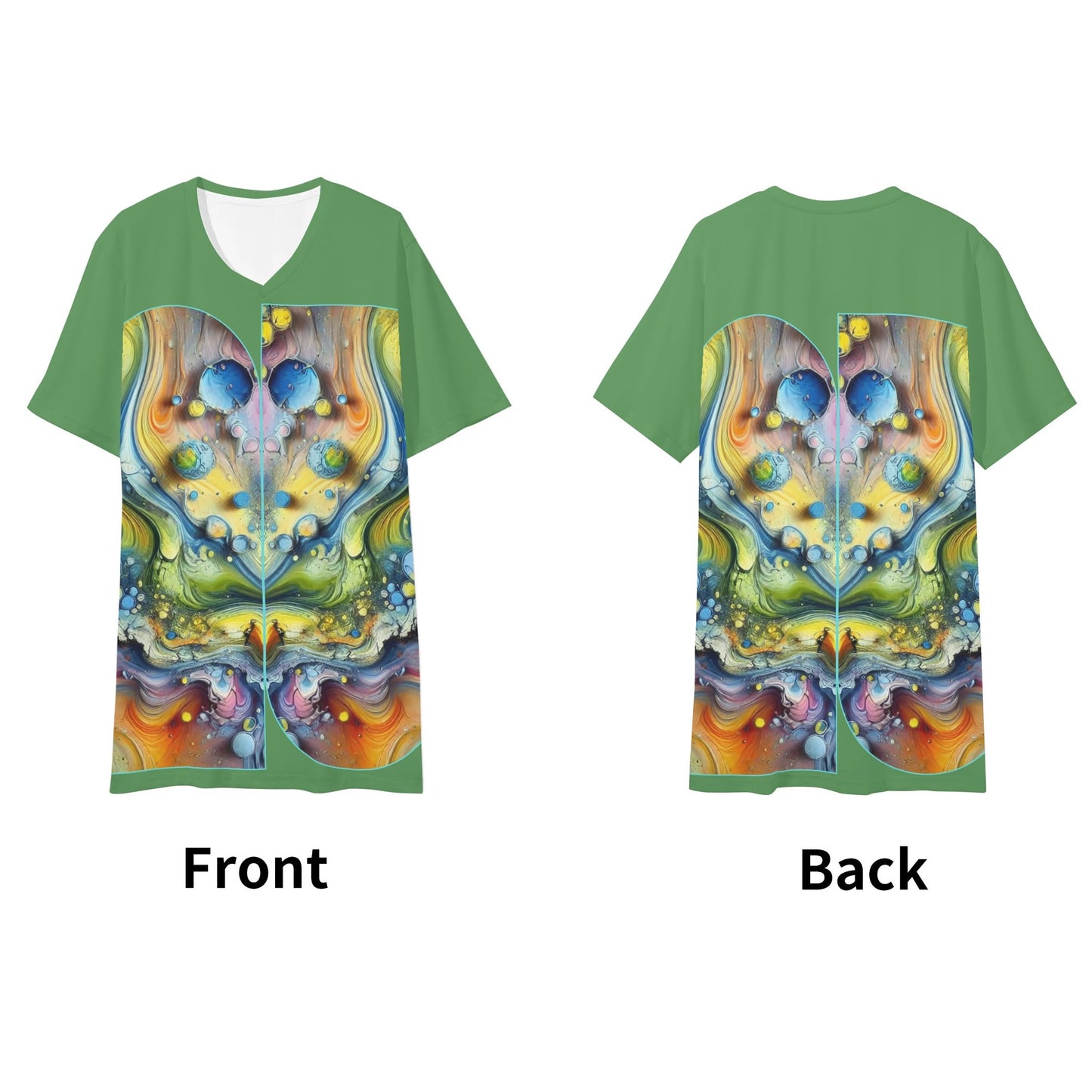 Mens Short Sleeve Soft Feel V-Neck T-Shirt (Abstract Print)