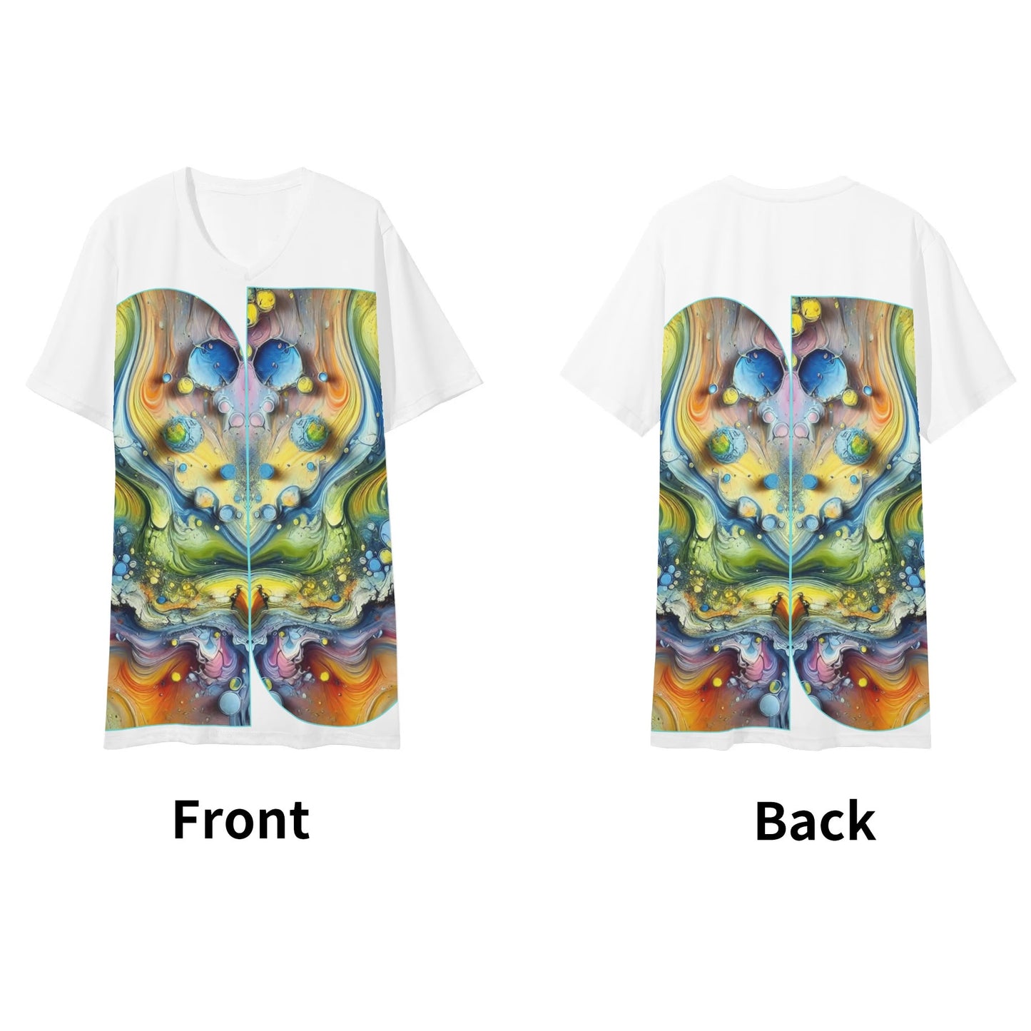 Mens Short Sleeve Soft Feel V-Neck T-Shirt (Abstract Print)