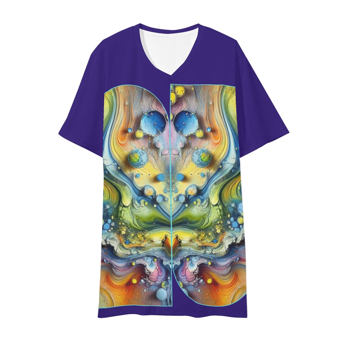 Mens Short Sleeve Soft Feel V-Neck T-Shirt (Abstract Print)