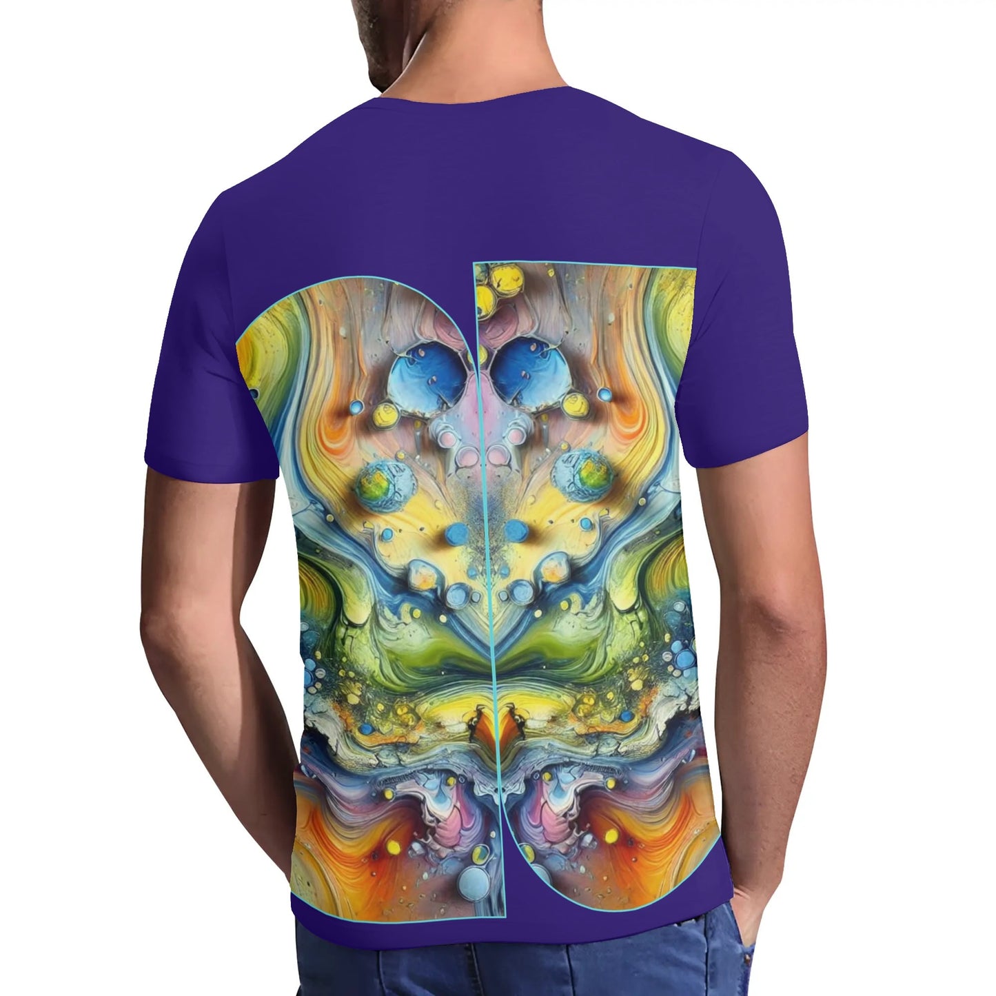 Mens Short Sleeve Soft Feel V-Neck T-Shirt (Abstract Print)