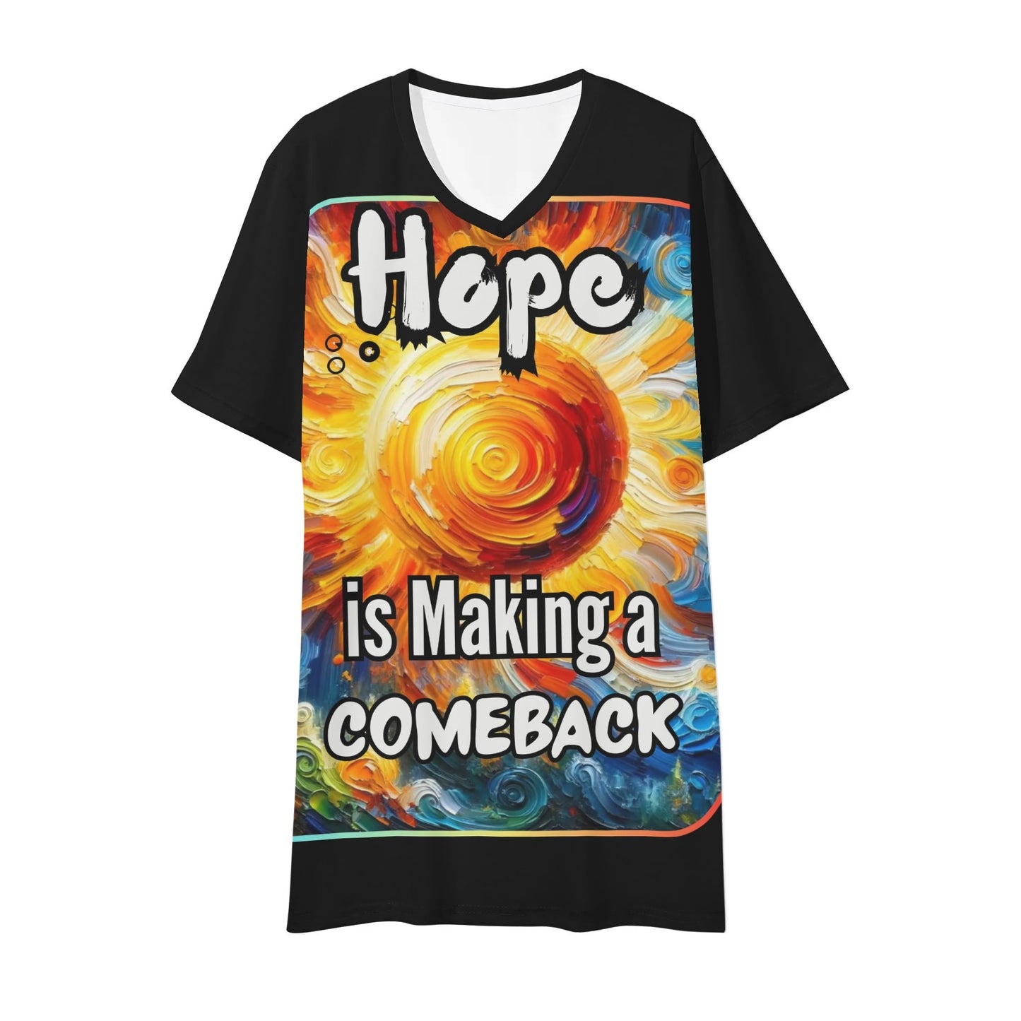 Mens Short Sleeve Soft Feel V-Neck T-Shirt "Hope is Making a Comeback"