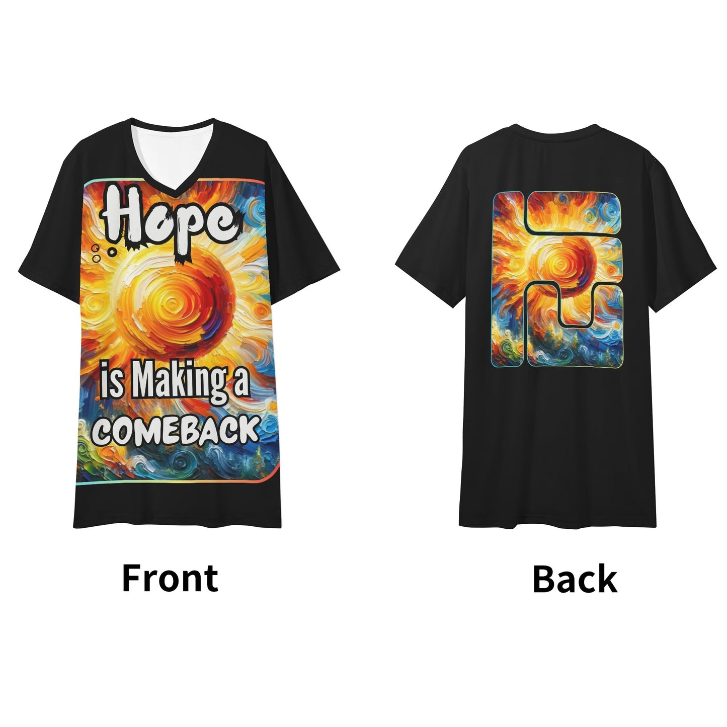 Mens Short Sleeve Soft Feel V-Neck T-Shirt "Hope is Making a Comeback"