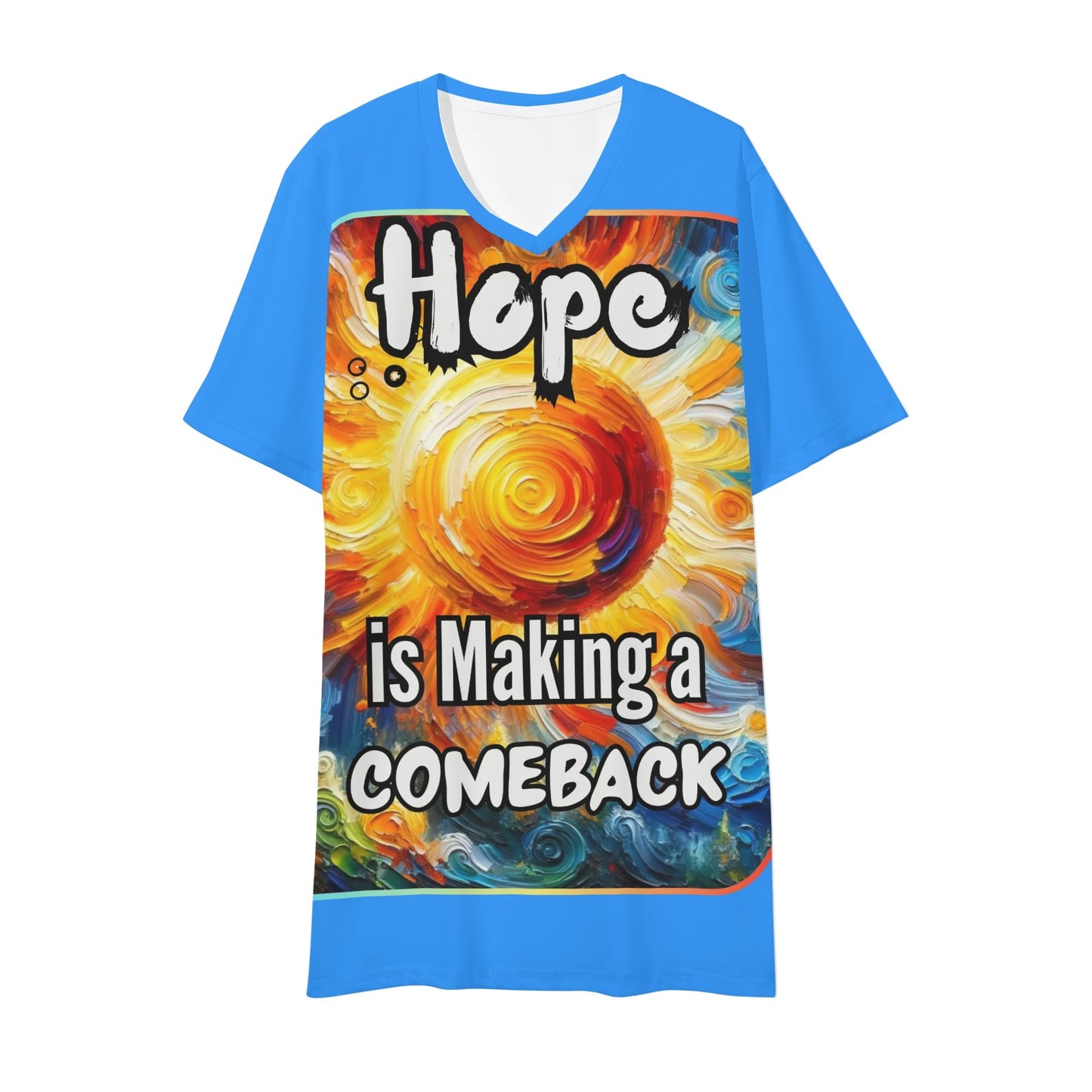 Mens Short Sleeve Soft Feel V-Neck T-Shirt "Hope is Making a Comeback"