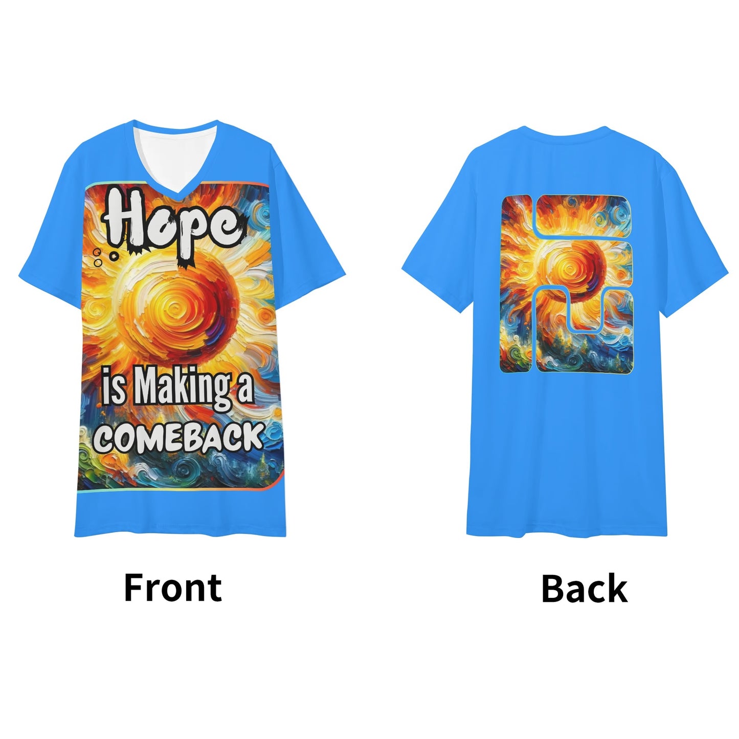 Mens Short Sleeve Soft Feel V-Neck T-Shirt "Hope is Making a Comeback"