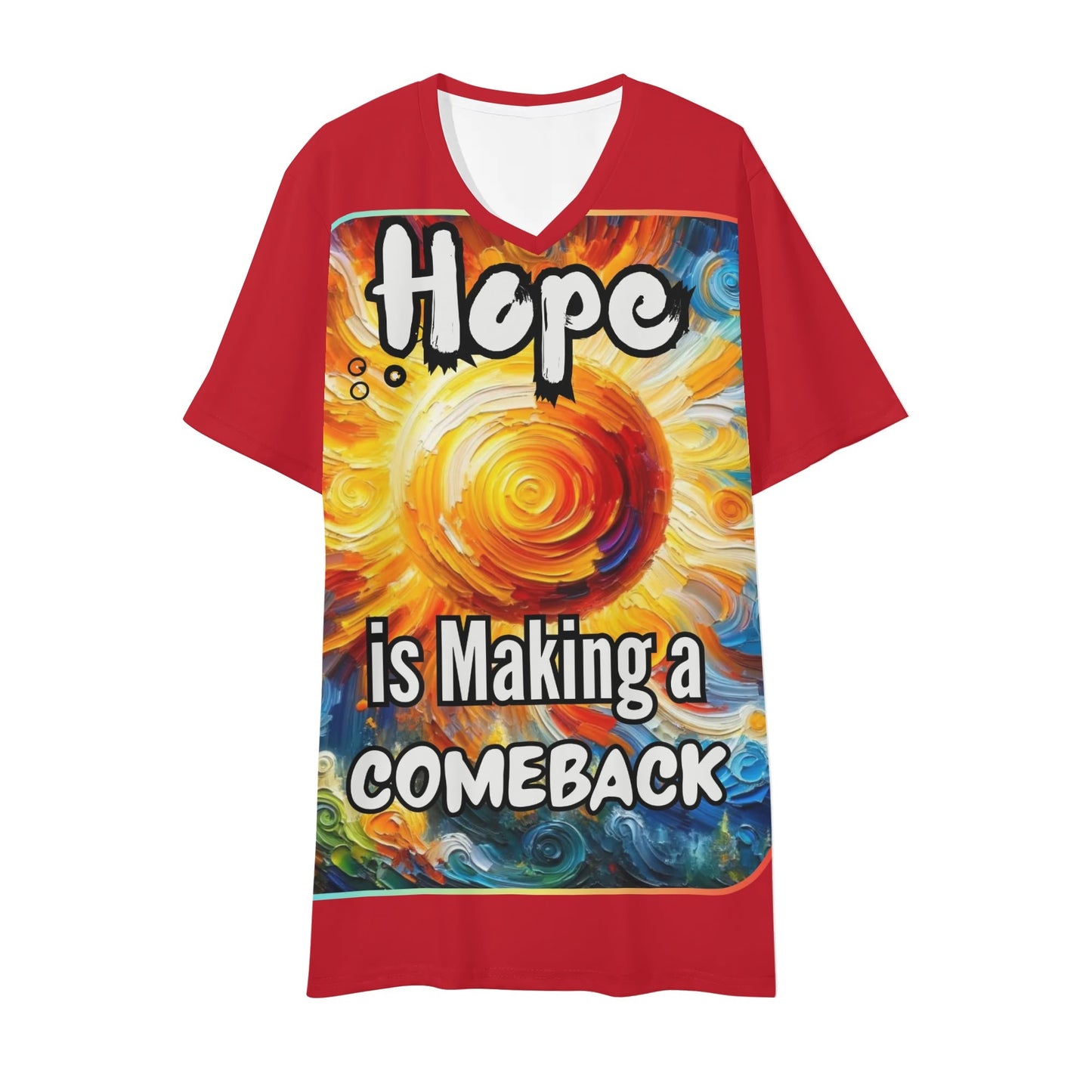 Mens Short Sleeve Soft Feel V-Neck T-Shirt "Hope is Making a Comeback"