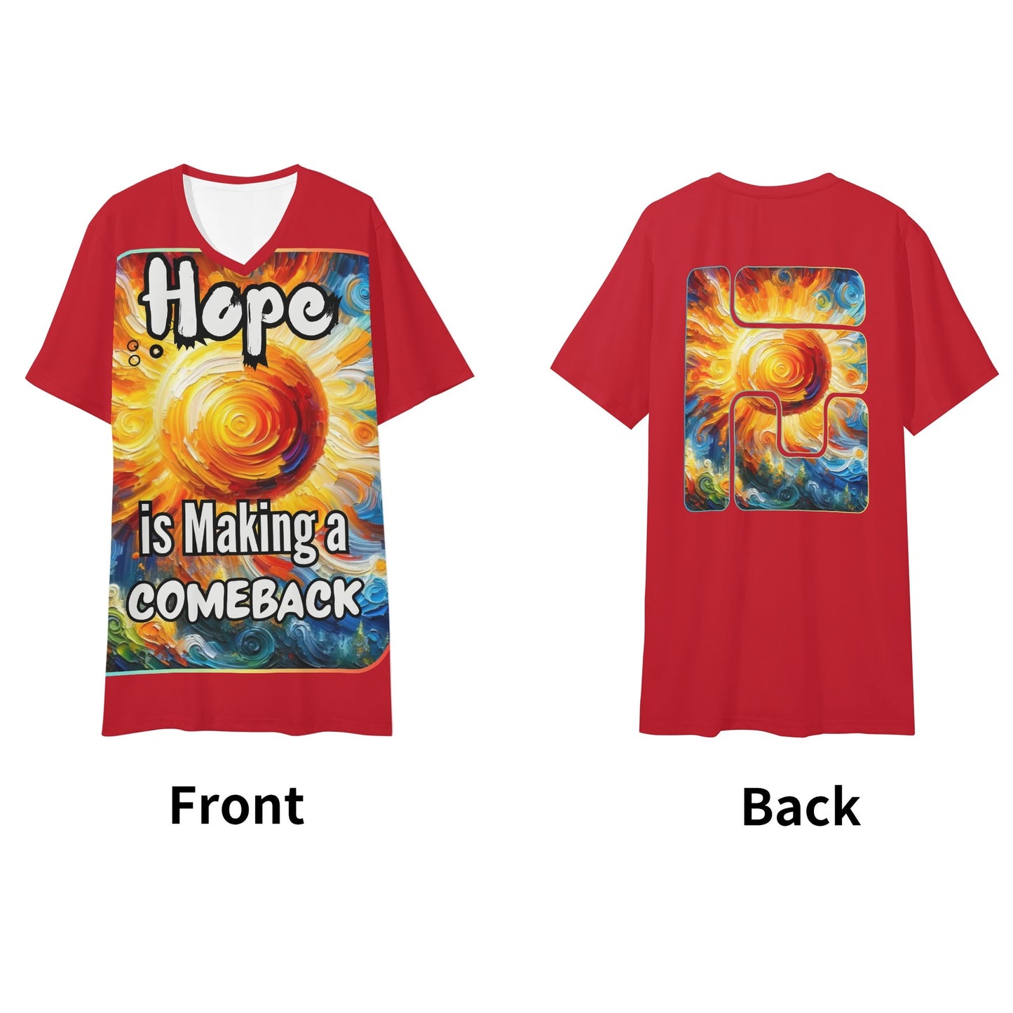 Mens Short Sleeve Soft Feel V-Neck T-Shirt "Hope is Making a Comeback"