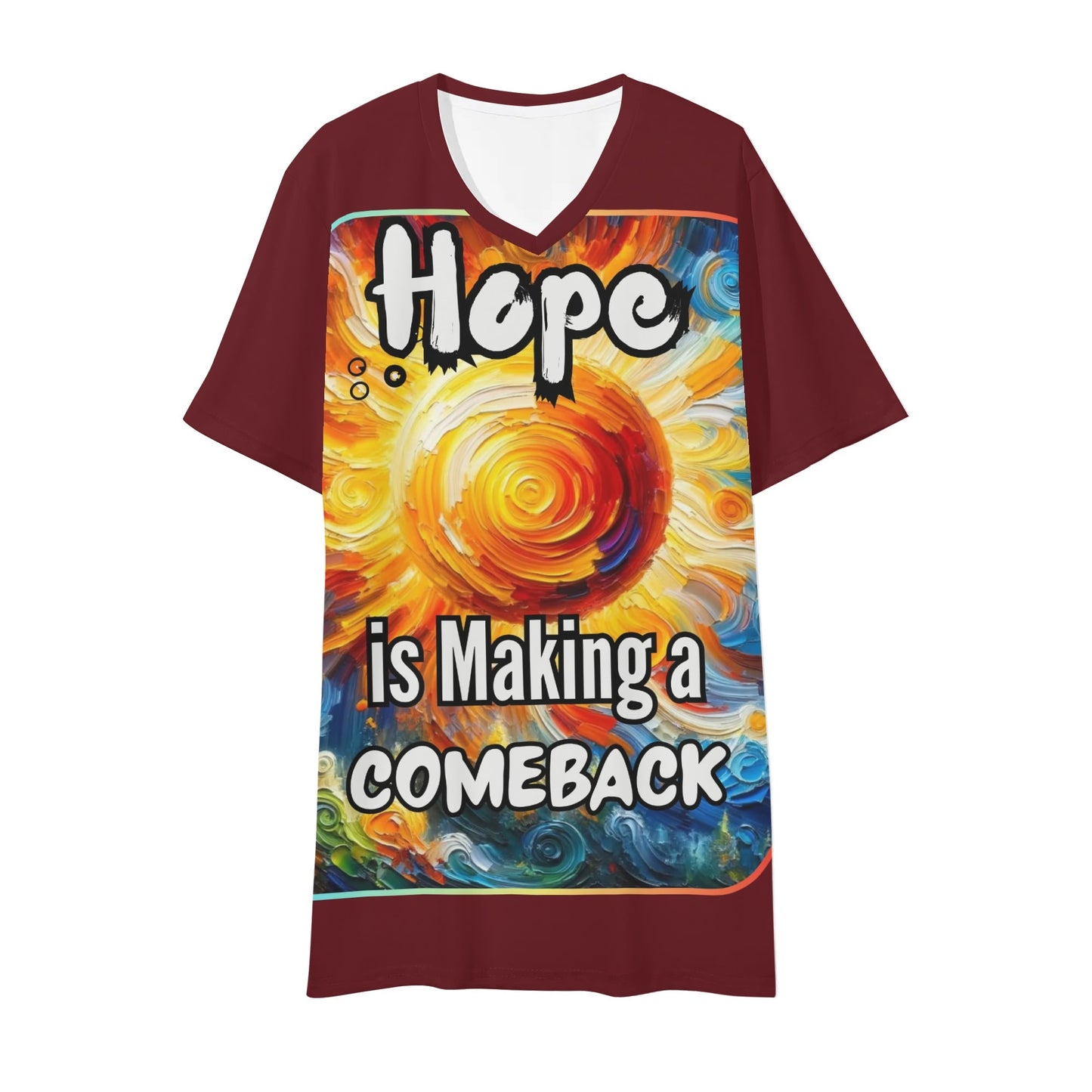 Mens Short Sleeve Soft Feel V-Neck T-Shirt "Hope is Making a Comeback"