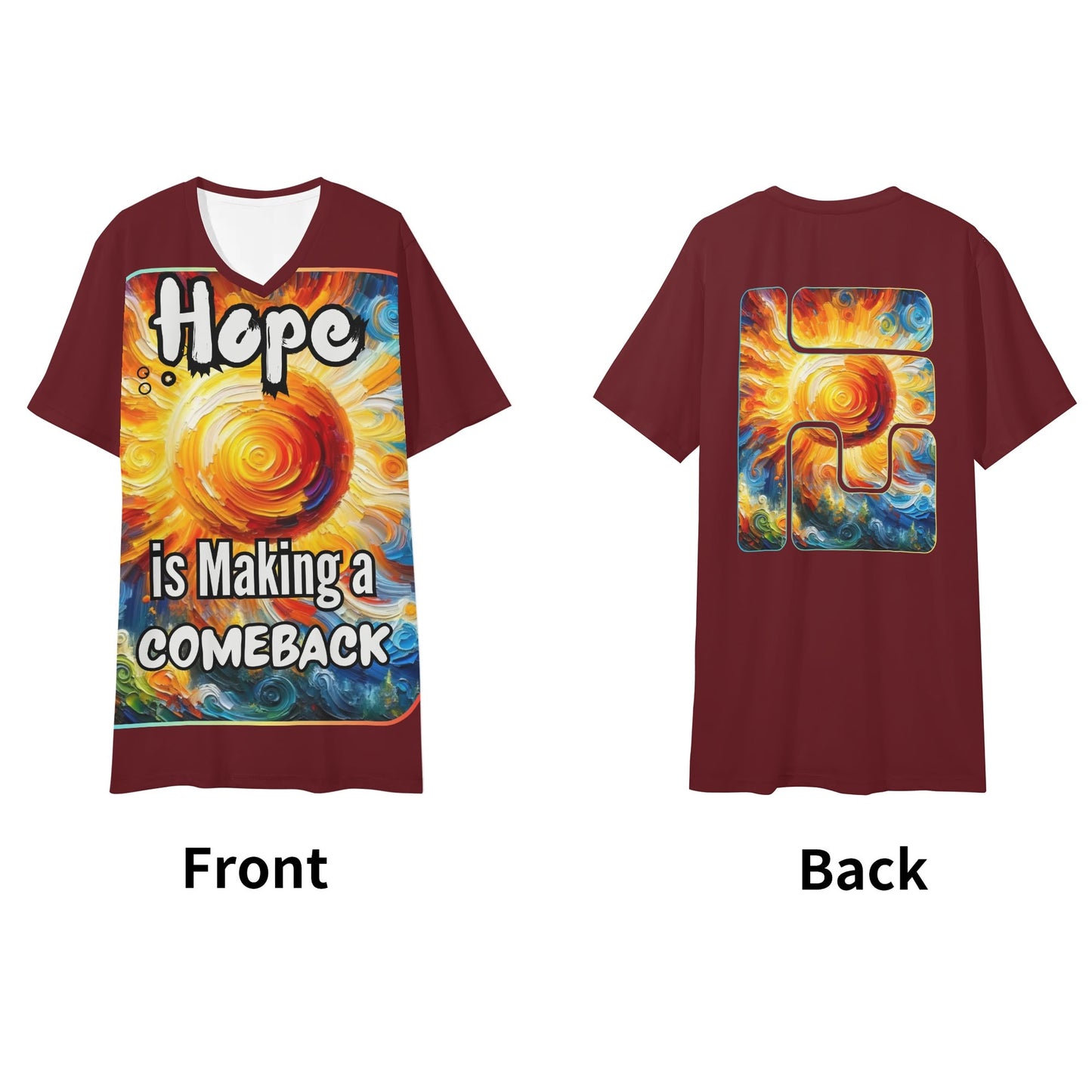 Mens Short Sleeve Soft Feel V-Neck T-Shirt "Hope is Making a Comeback"