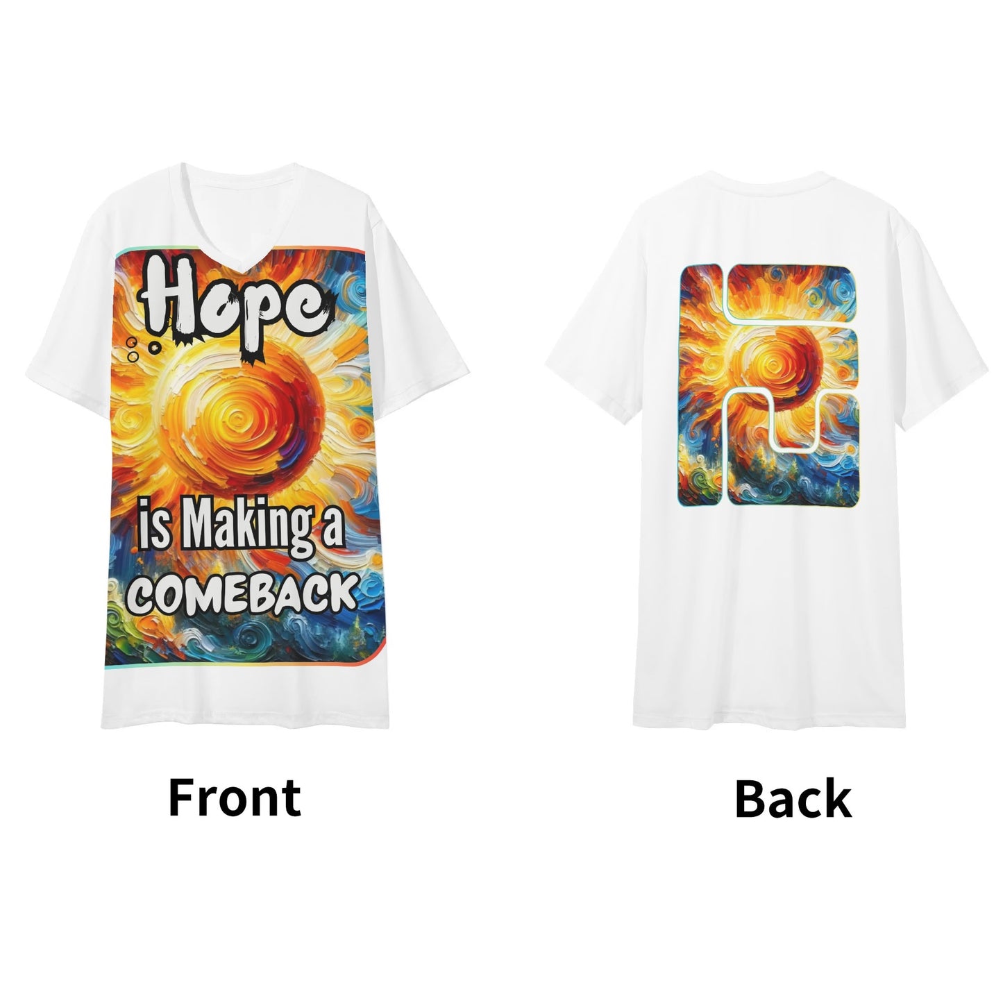 Mens Short Sleeve Soft Feel V-Neck T-Shirt "Hope is Making a Comeback"