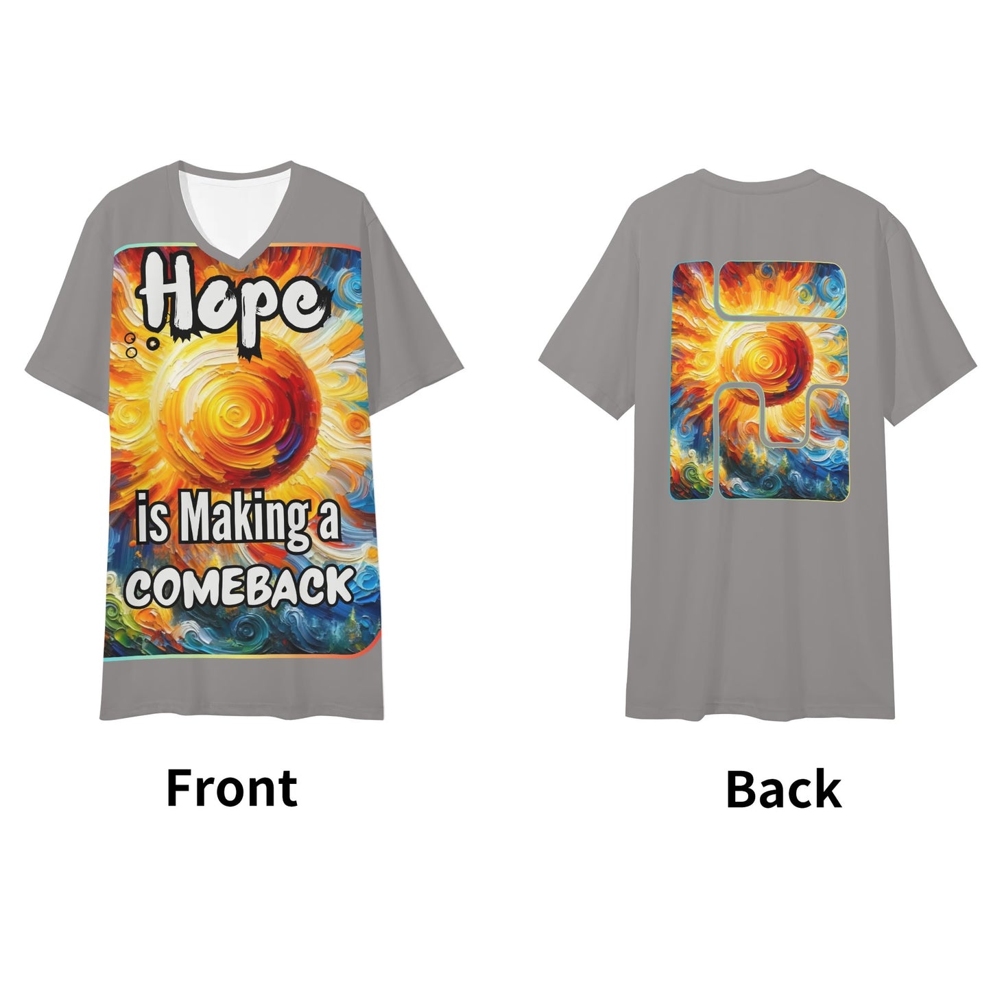 Mens Short Sleeve Soft Feel V-Neck T-Shirt "Hope is Making a Comeback"