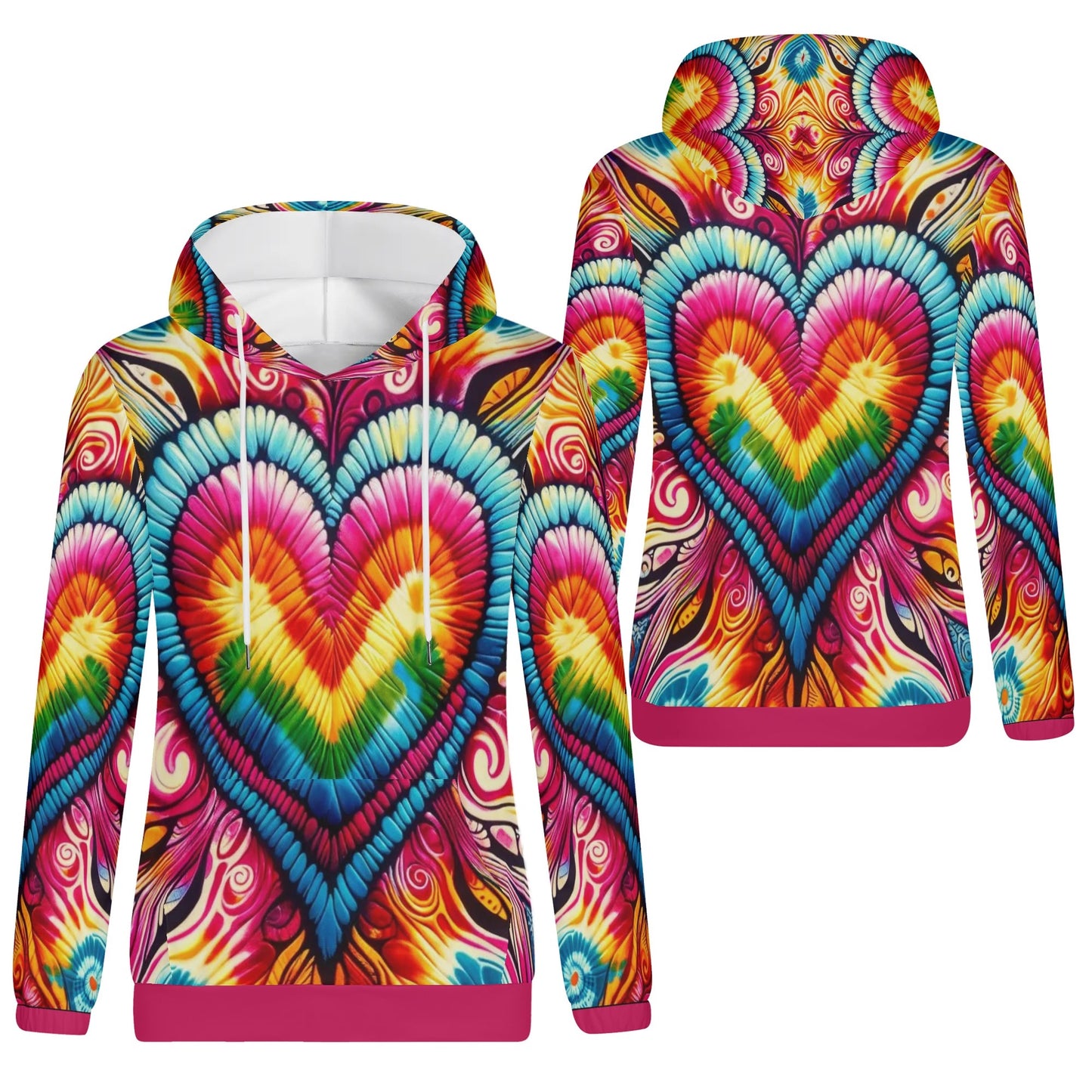 Womens Lightweight All Over Printing Pullover Hoodie "Peace & Love"