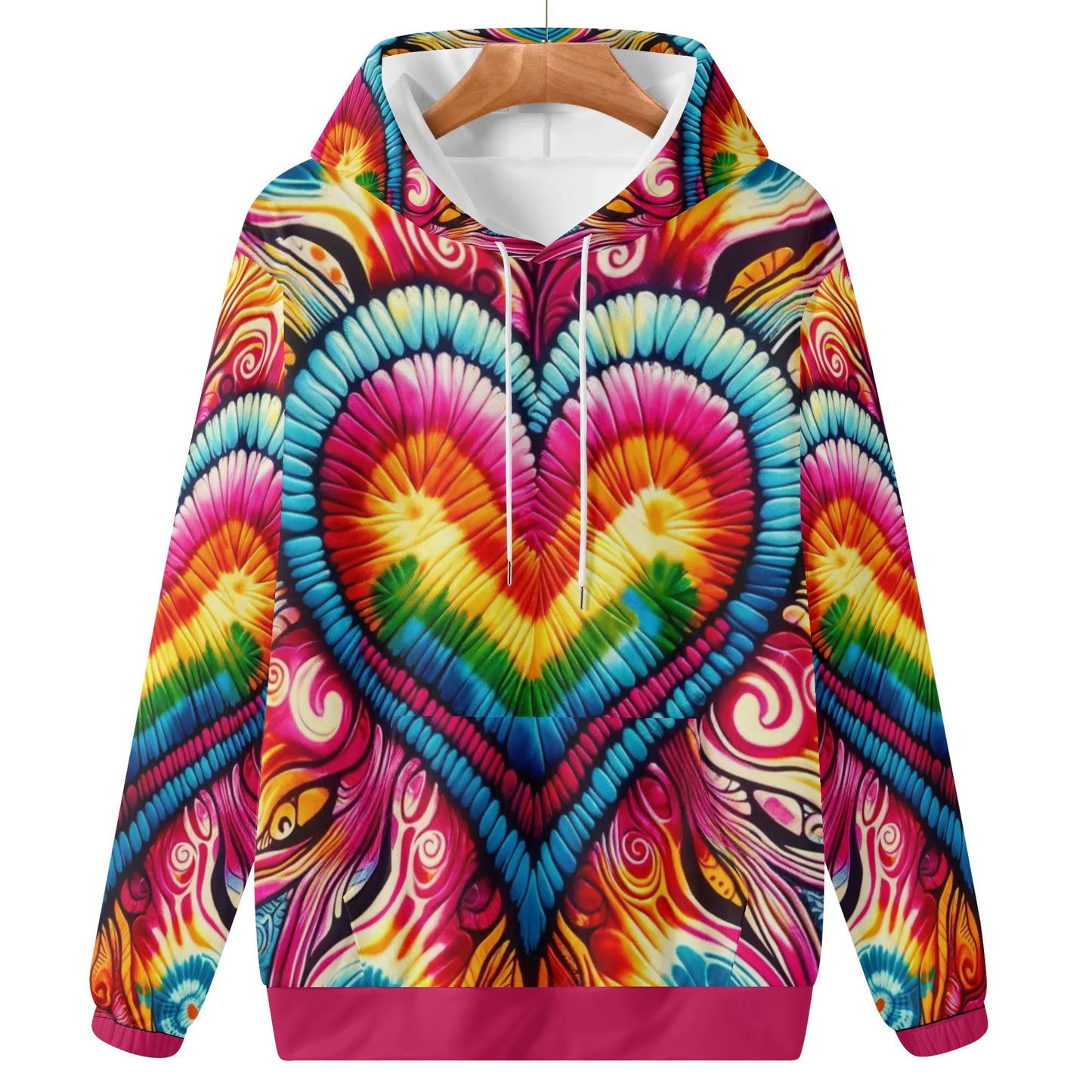 Womens Lightweight All Over Printing Pullover Hoodie "Peace & Love"