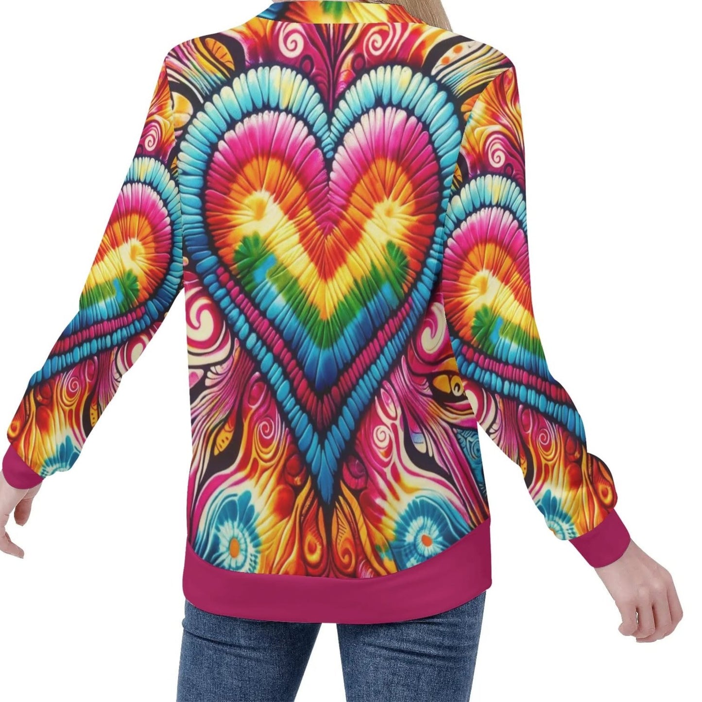 Womens All Over Print Crew Neck Lightweight Sweatshirt "Peace & Love"