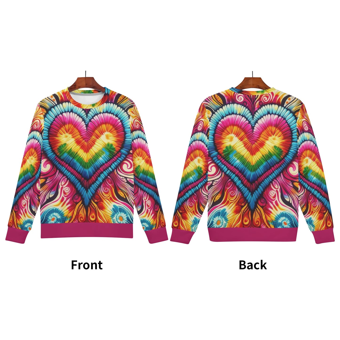 Womens All Over Print Crew Neck Lightweight Sweatshirt "Peace & Love"