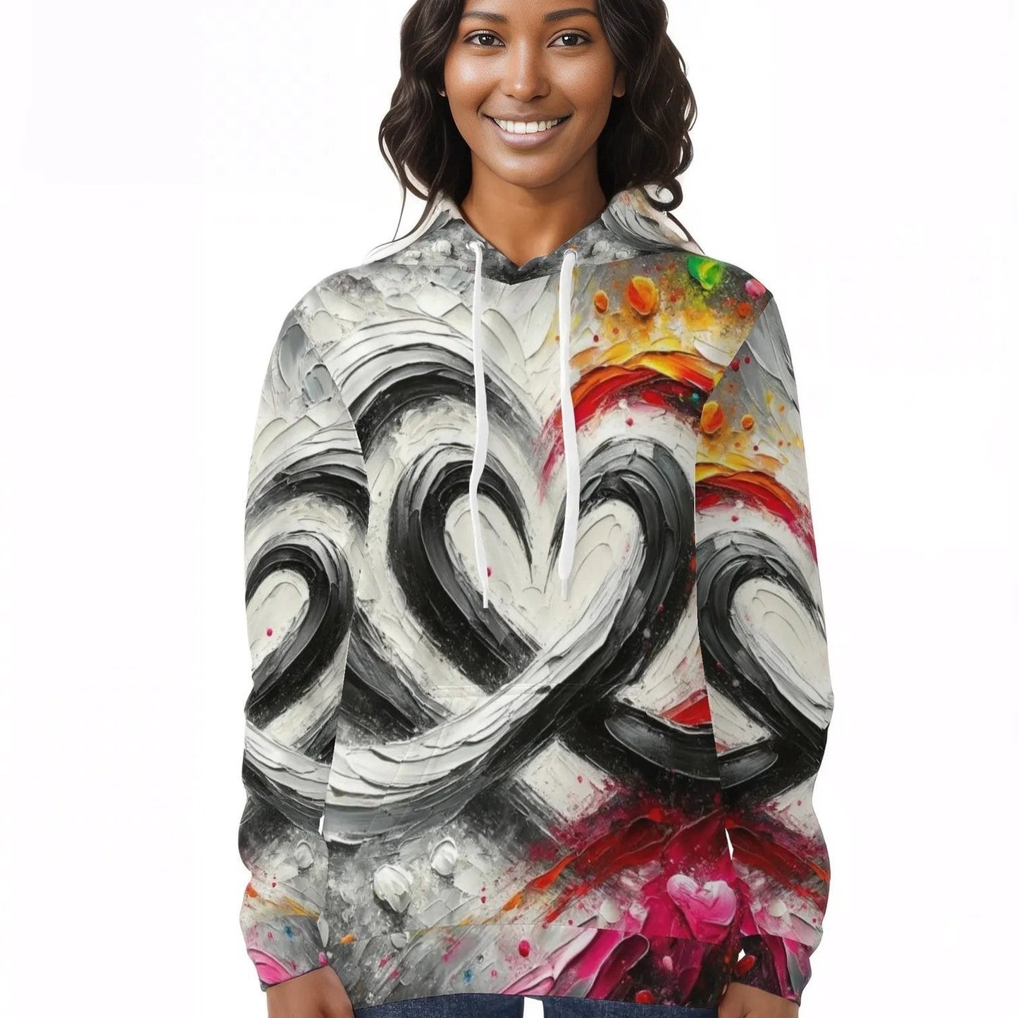 Womens All Over Print Warm Velvet Hoodie