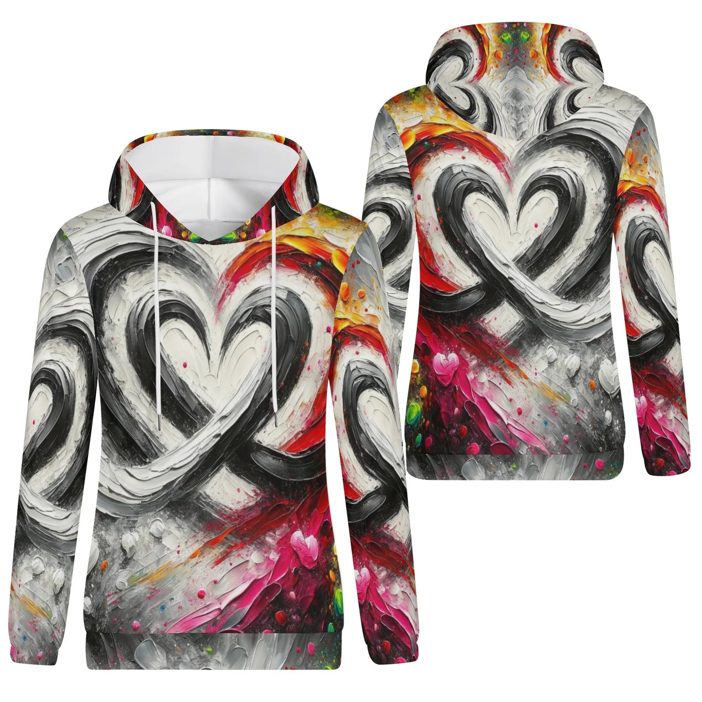 Womens Lightweight All Over Printing Pullover Hoodie "Peace & Love"