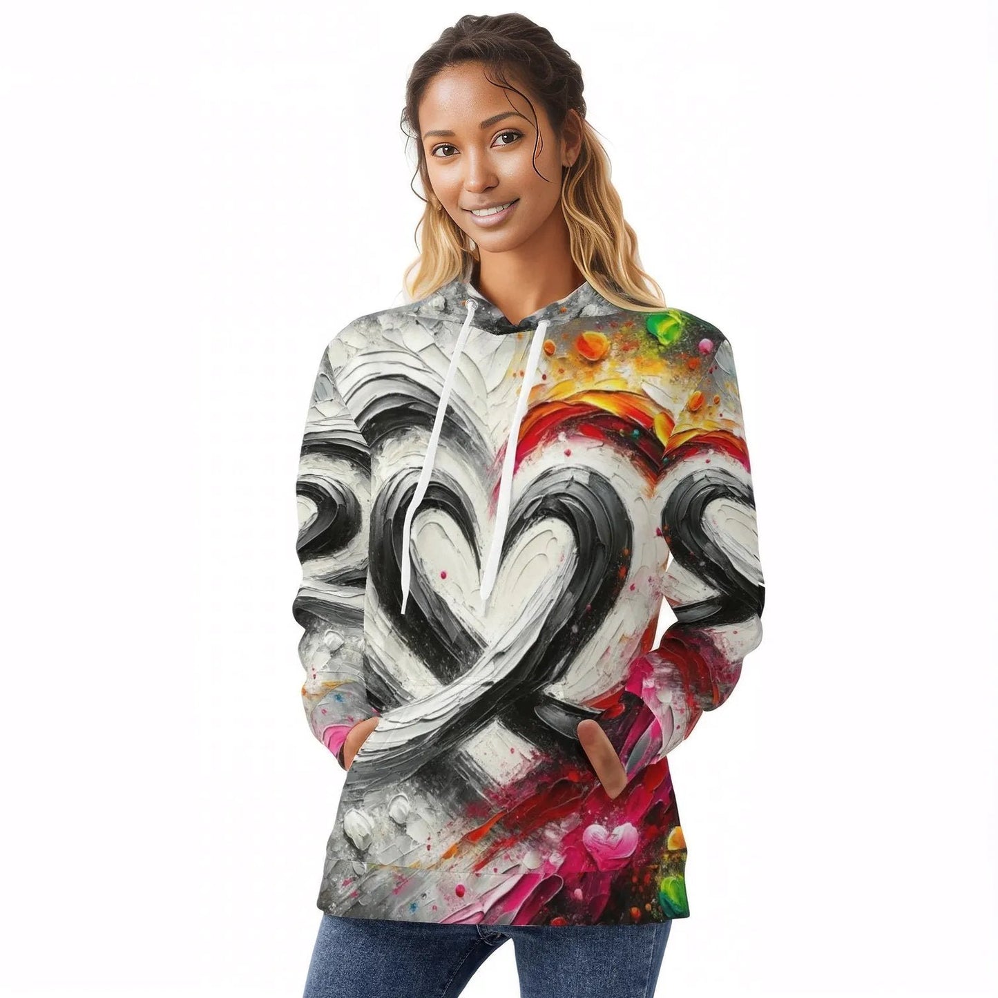 Womens All Over Print Warm Velvet Hoodie