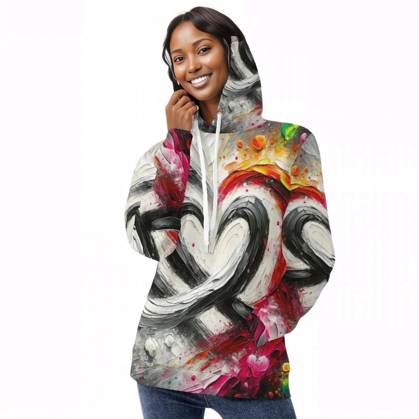 Womens All Over Print Warm Velvet Hoodie