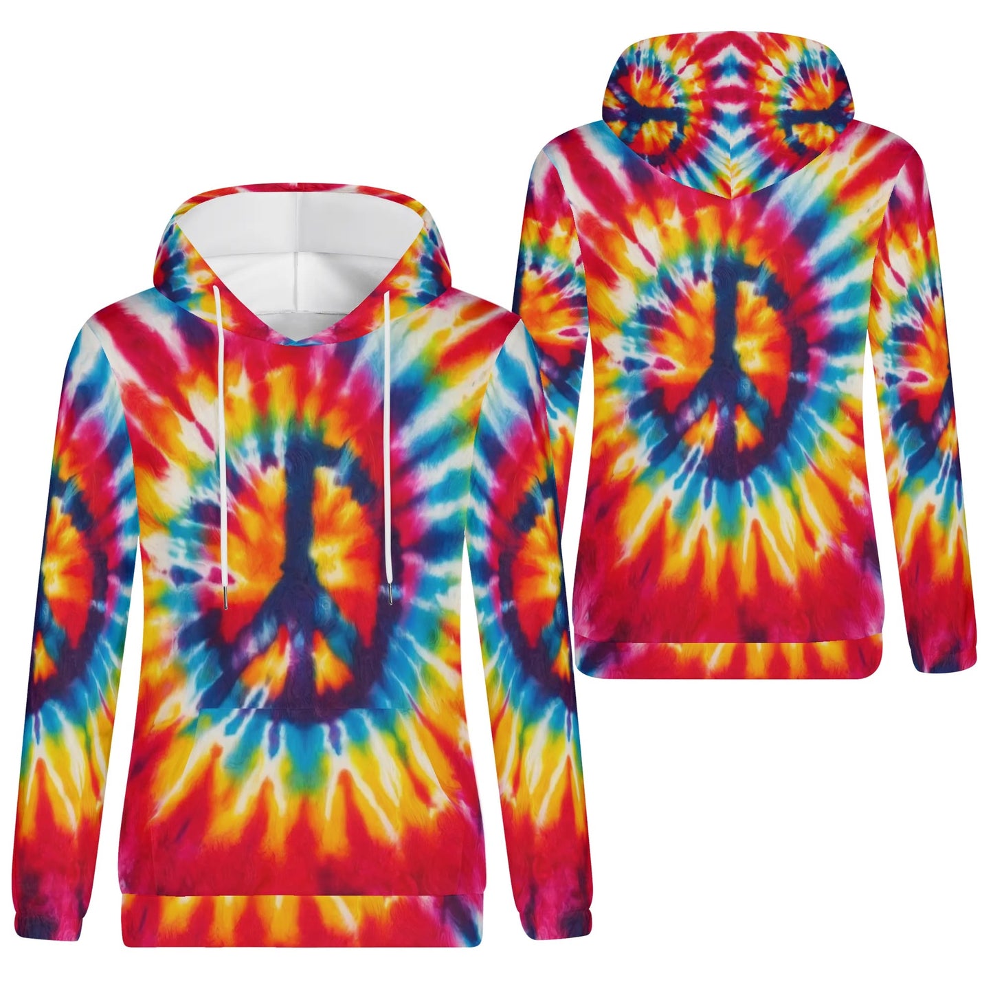 Womens Lightweight All Over Printing Pullover Hoodie "Peace & Love"