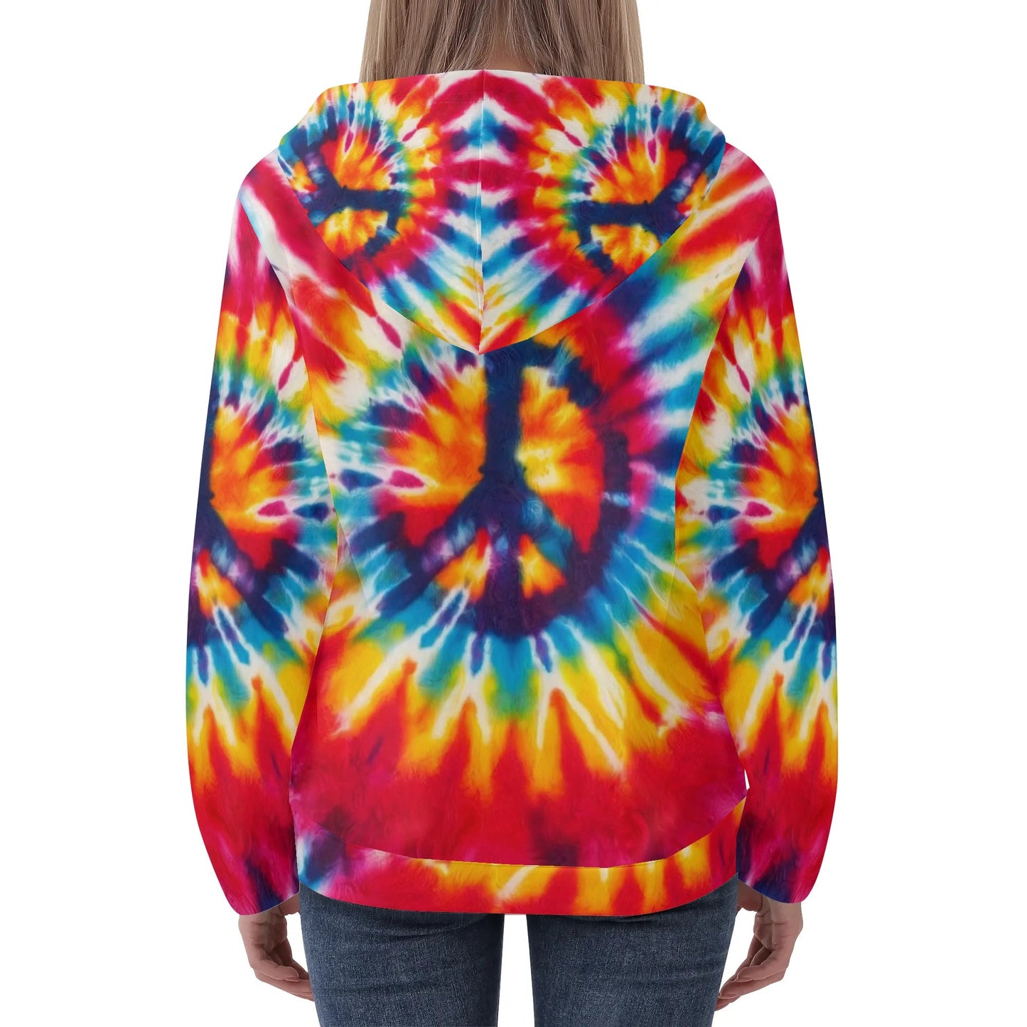 Womens Lightweight All Over Printing Pullover Hoodie "Peace & Love"