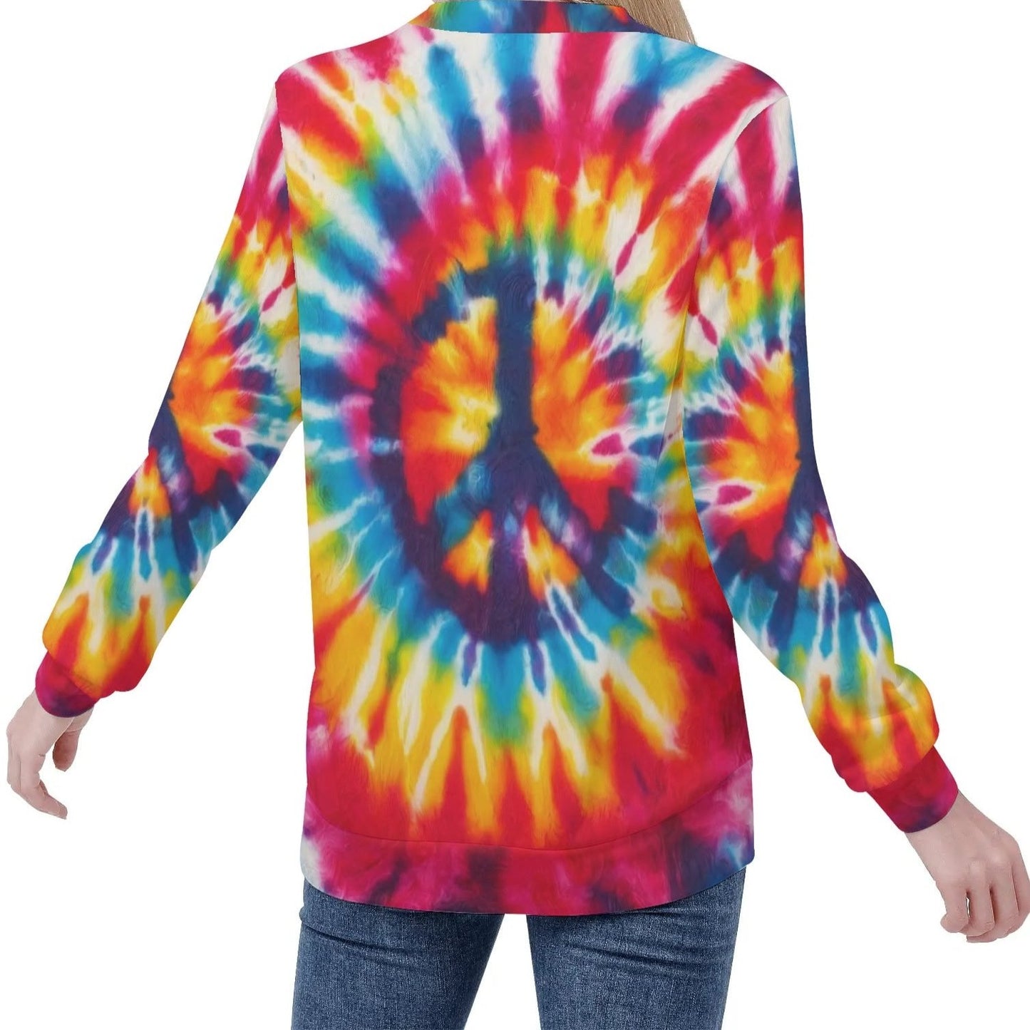 Womens All Over Print Crew Neck Lightweight Sweatshirt "Peace & Love"